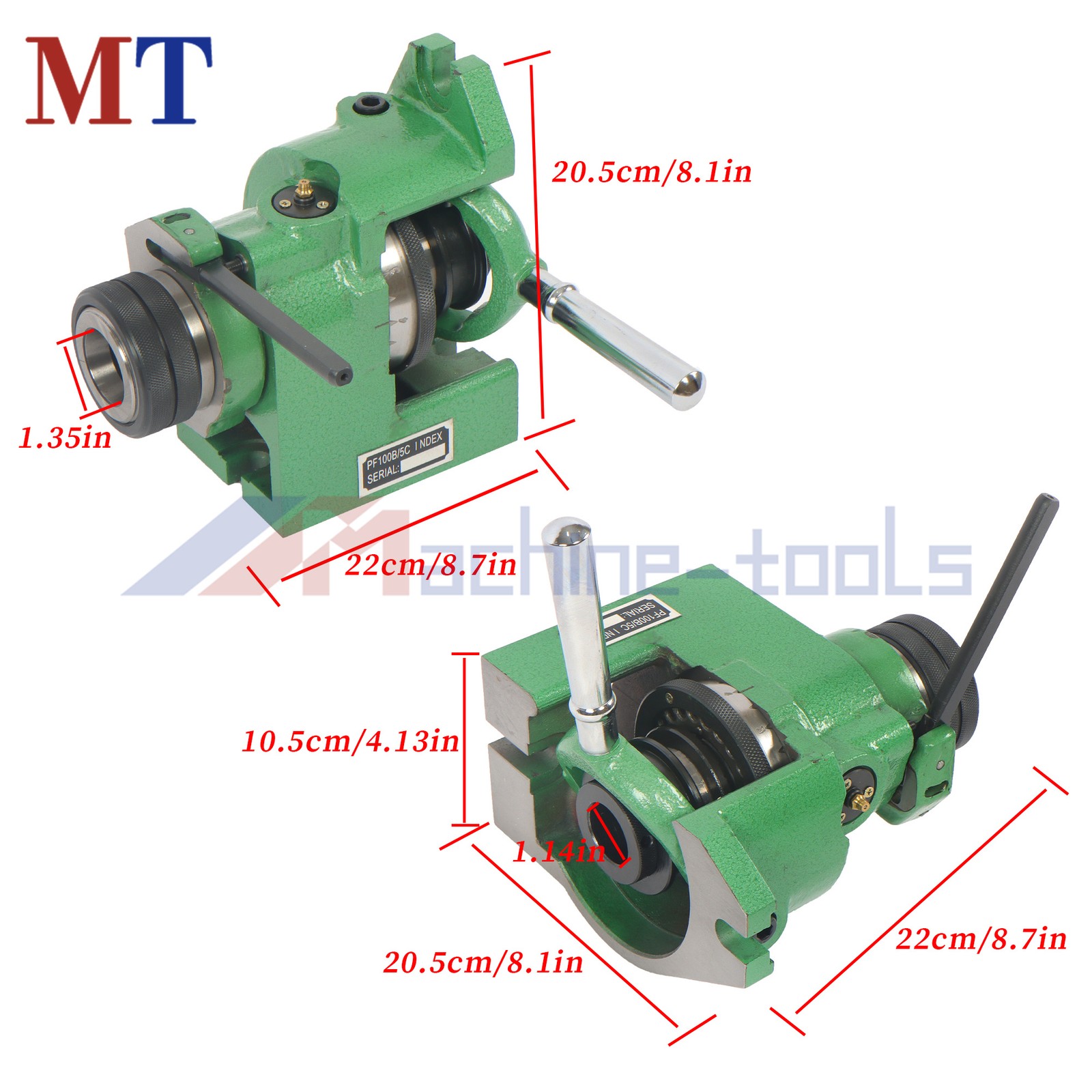 5C Collet Vertical Horizontal Spin Index Fixture Milling .0004" Spindle Thread