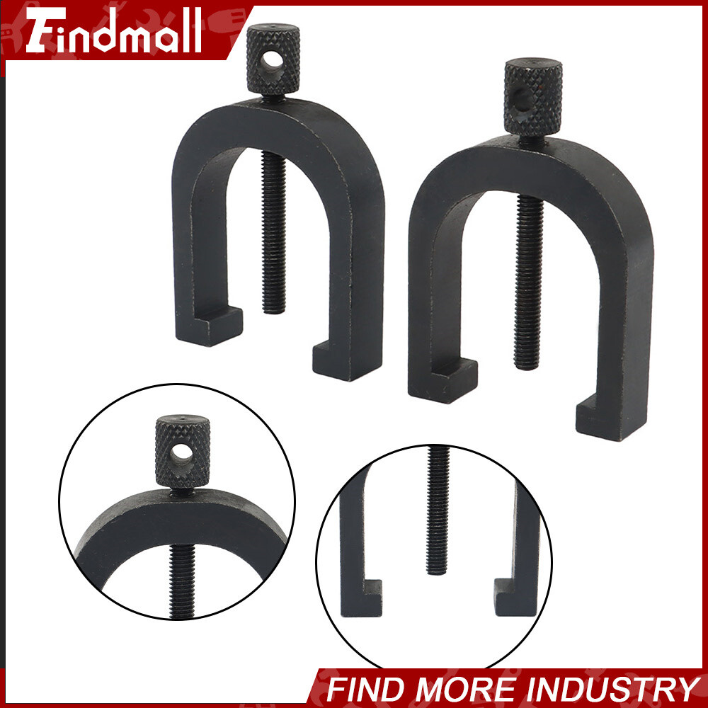 Findmall 1-5/8" x 1-1/4" x 1-1/4" V-Block and Clamp Set Hardened Steel 90 Degree