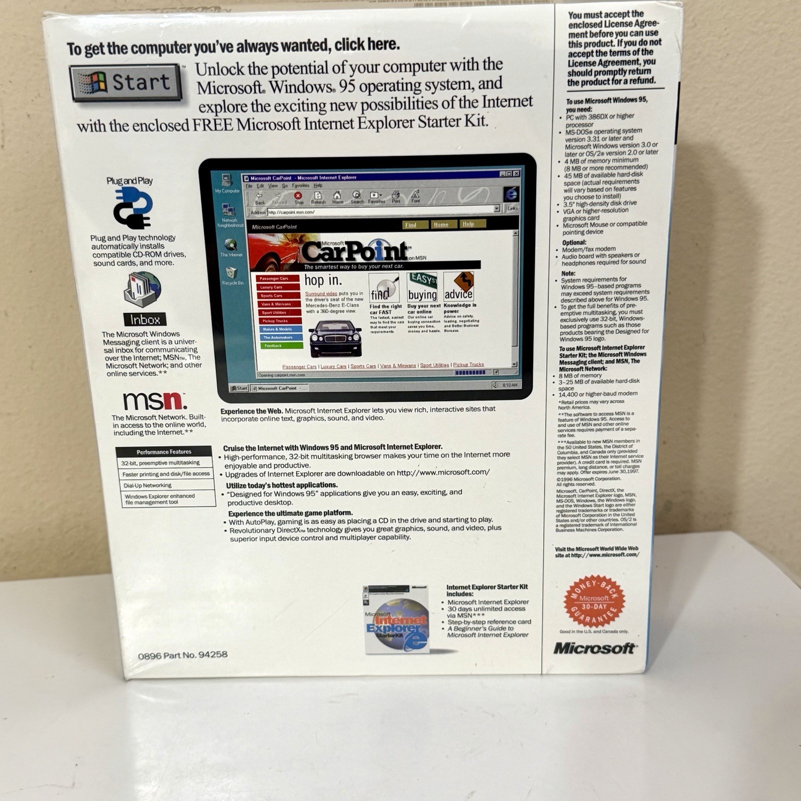 New Microsoft Windows 95 OS Upgrade 3.5" Floppy MS-DOS PC 1996 US Int Expl Kit