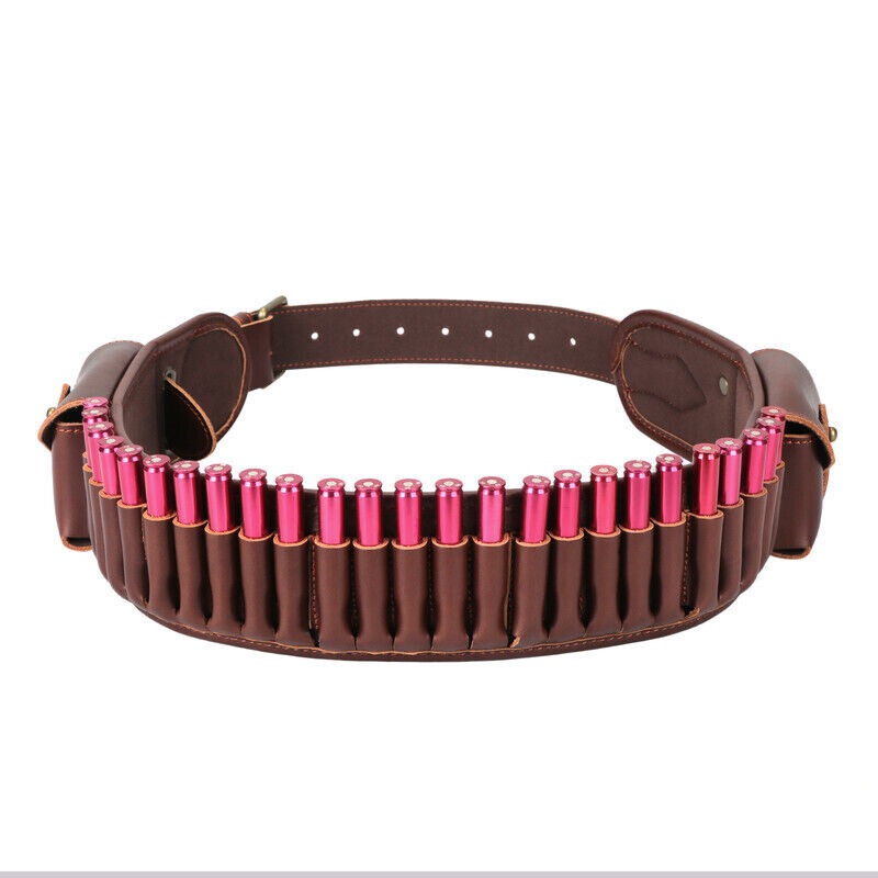 TOURBON PU Leather 410GA Ammo Belt Shotgun 45-70 Rifle Shell Carrying Side Pouch