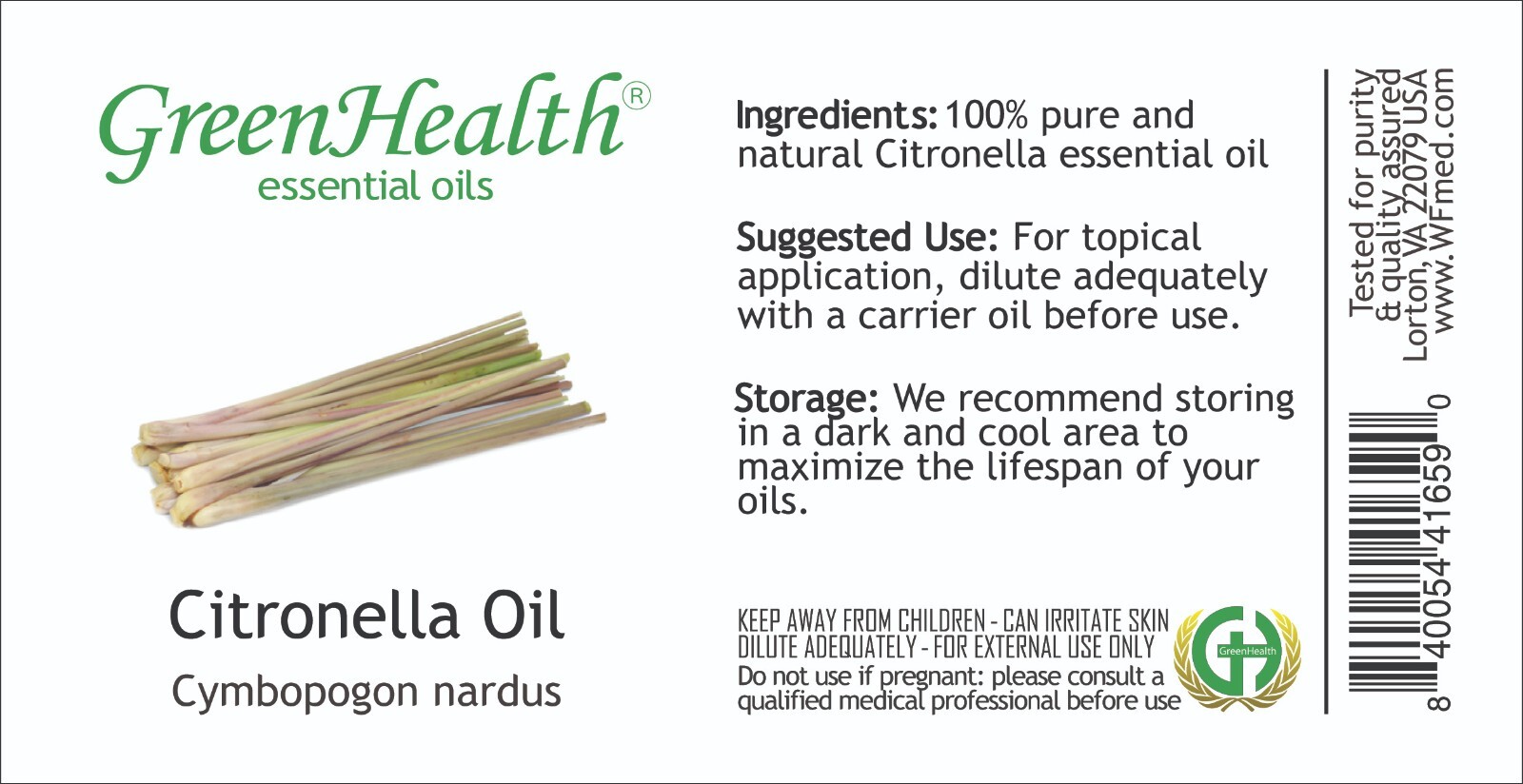 Bulk 16 fl oz Citronella Essential Oil (100% Pure & Natural) in Aluminum Bottle