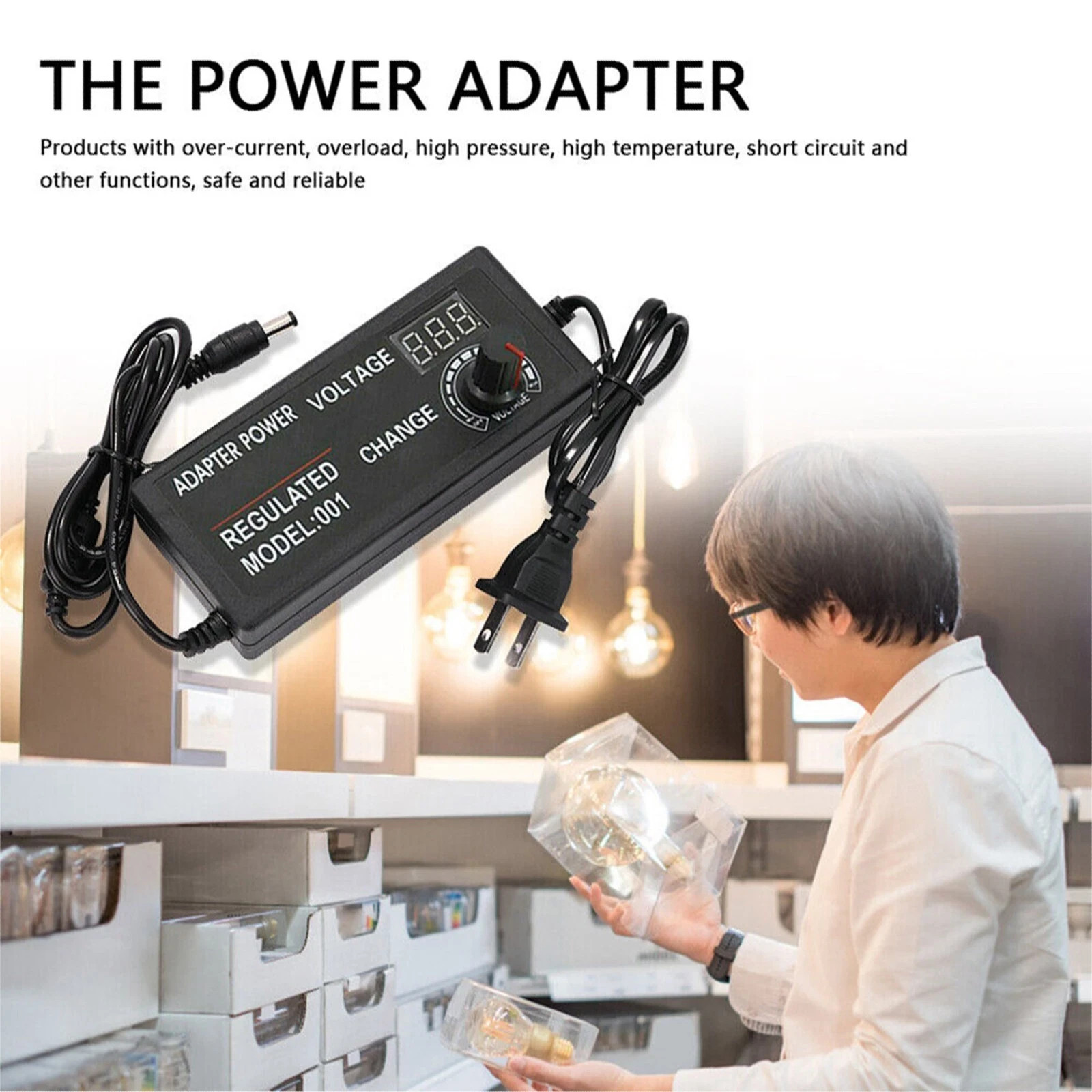 60W Power Supply Adjustable Variable Voltage DC 3V~24V Universal AC/DC Adapter