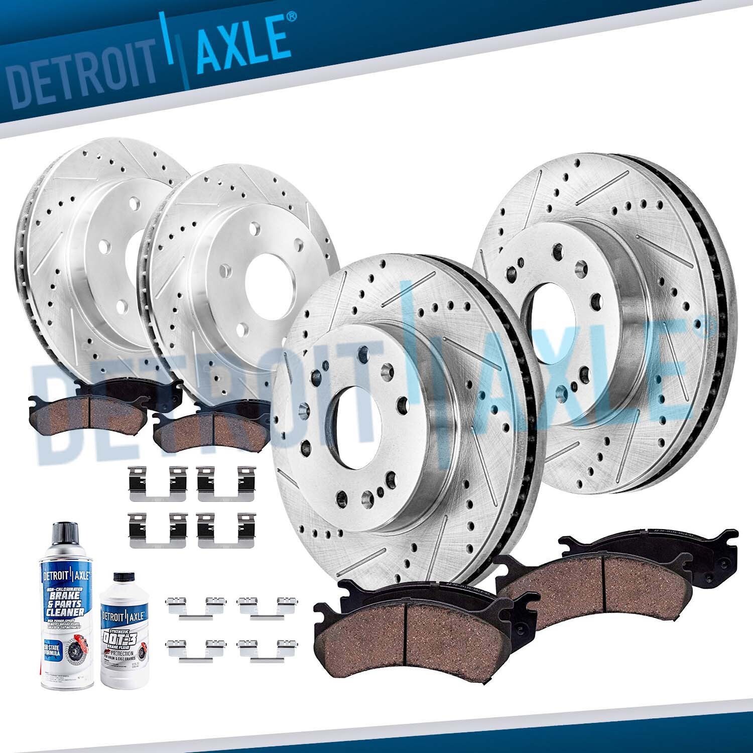 Front & Rear Drilled Rotors + Brake Pads for Chevy Avalanche Cadillac Escalade