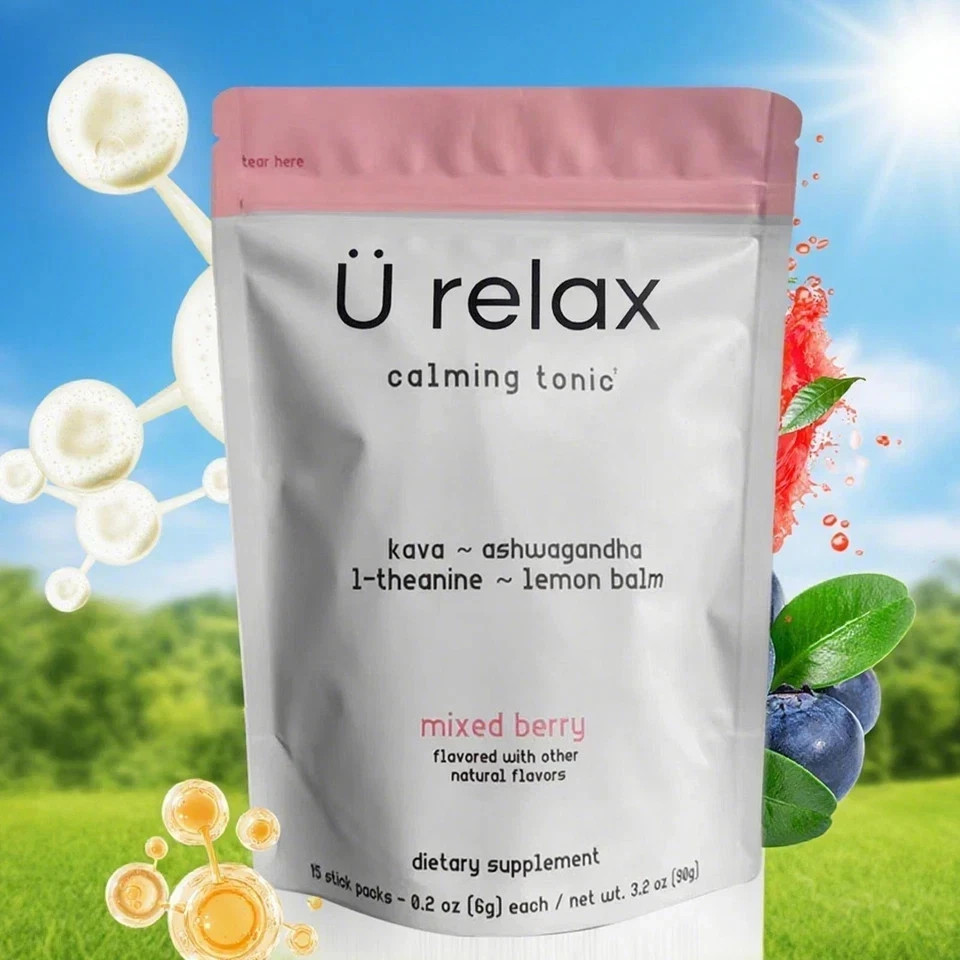 U Relax Calming Tonic 15 Packets MIXED BERRY Flavor Relax Calming Drink