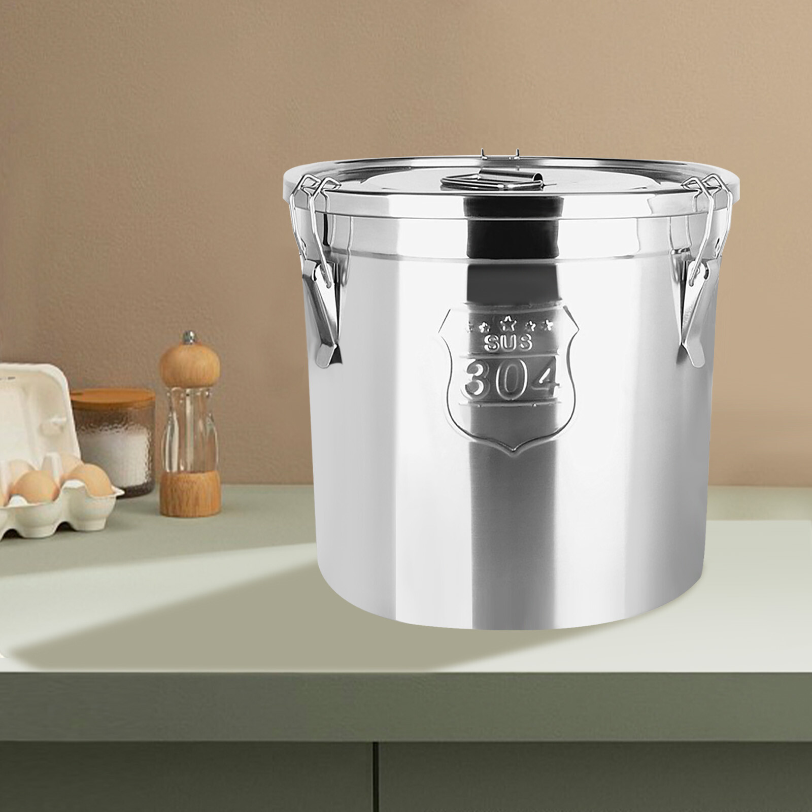 Cereal Container Kitchen Stainless Steel Food Flour Oil Storage Bucket Canister