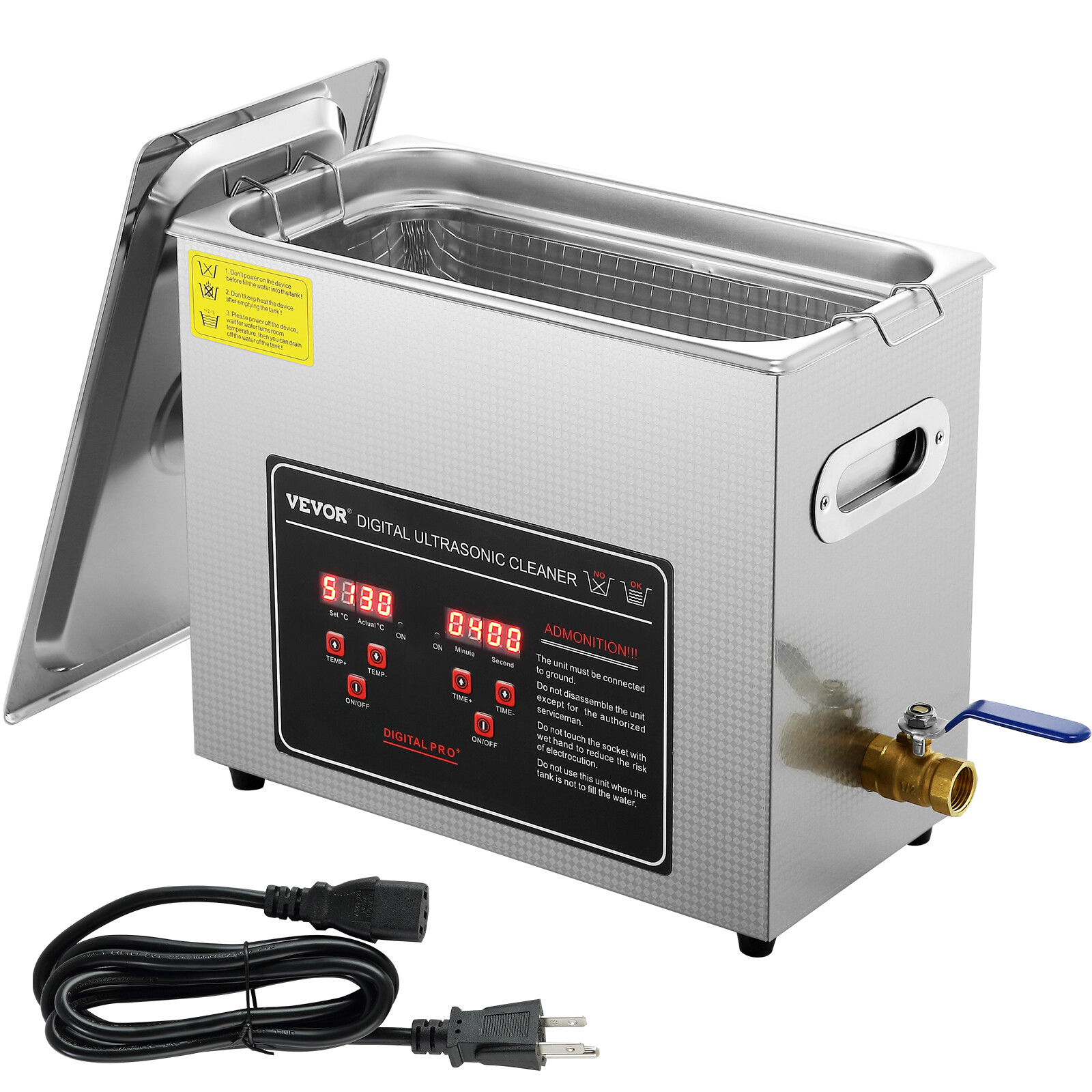 VEVOR 6L Ultrasonic Cleaner with Timer Heating Machine Digital Sonic Cleaner