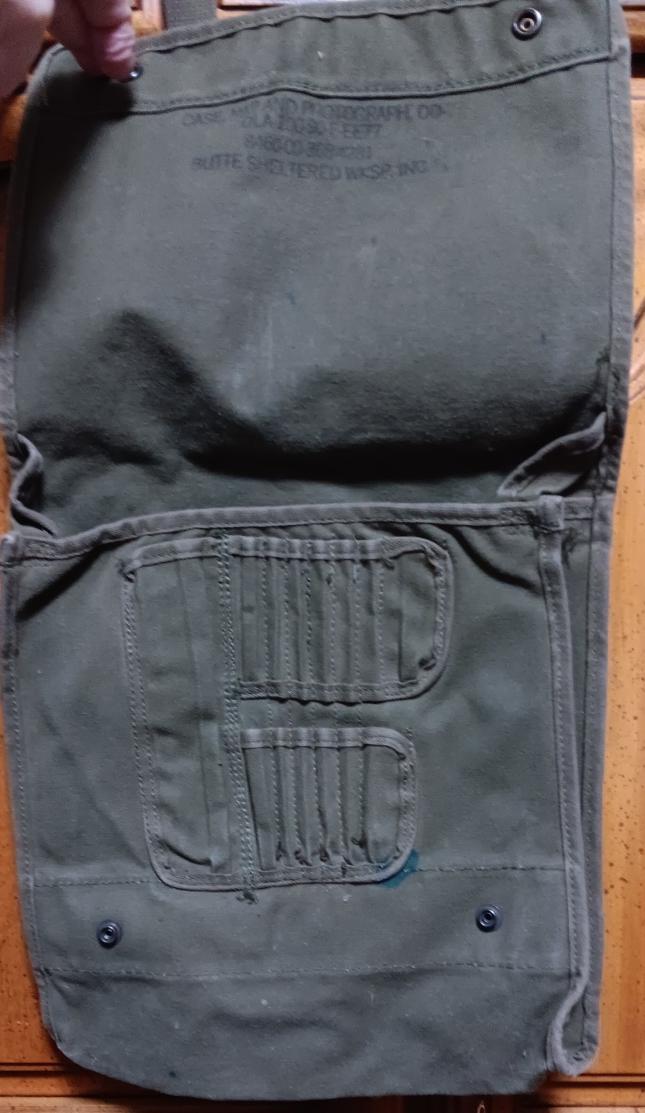 VINTAGE US Army Bag Green Map Photograph Canvas Field Case Satchel OD 50s 60s