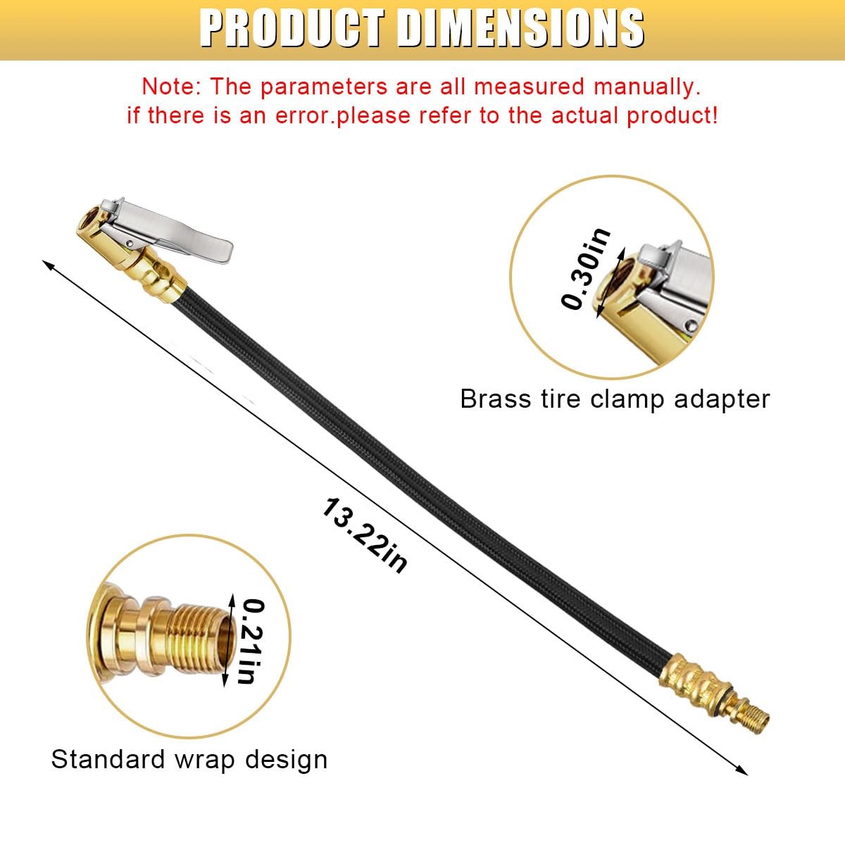 12 Tire Inflator Extension Tube, Tyre Pump Quick Inflation Chuck Adapter with...
