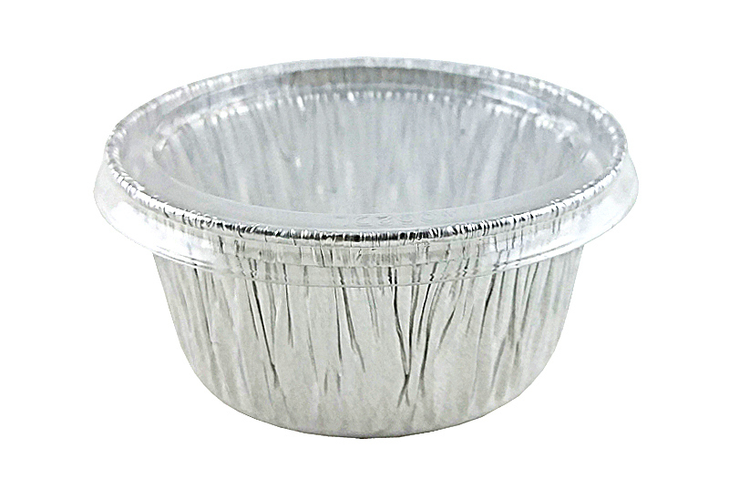 4 oz. Aluminum Foil Cup w/Clear Flat Lid 100 PK - Utility/Cupcake/Ramekin/Muffin