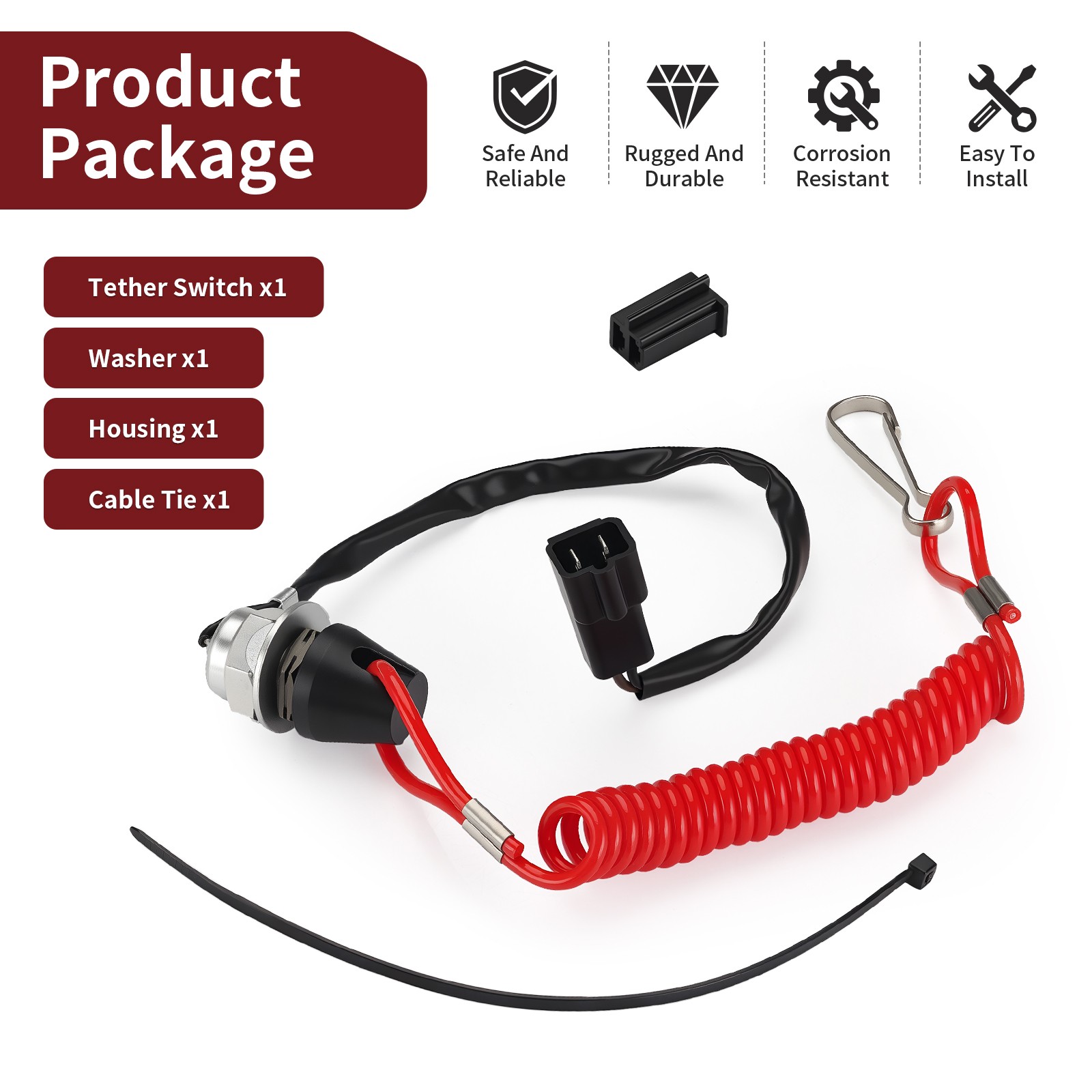 Tether Kill Run Switch For Polaris Snowmobile 440 600 4010187 4010849 2874379