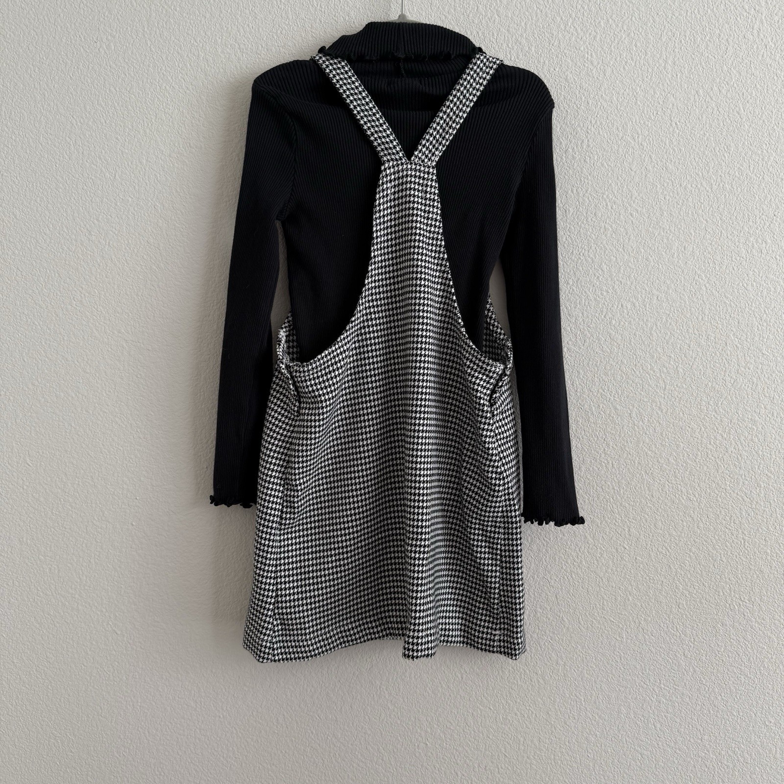 Houndstooth Jumper With Black Turtleneck Girls Size 5 Preppy Academia School Mod