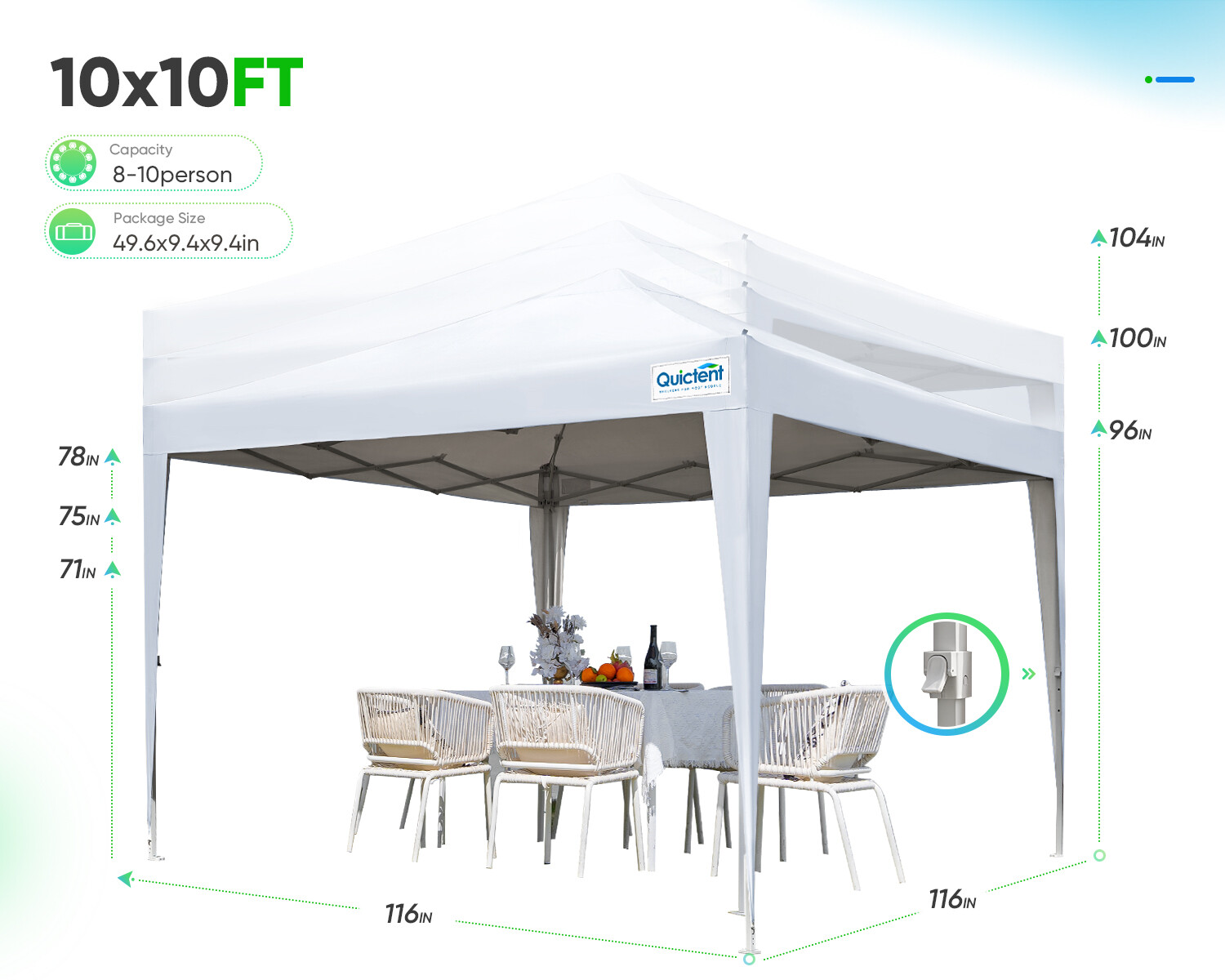 Quictent EZ Pop Up Canopy 10'x10' Outdoor Folding Gazebo Wedding Party Tent US