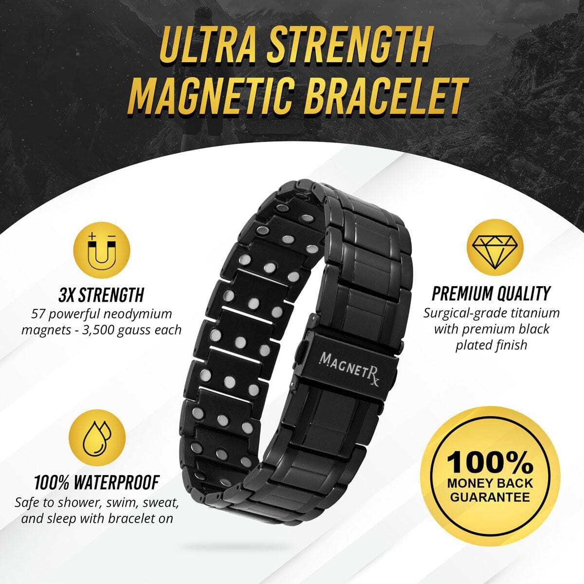 MagnetRX® 3X Strength Magnetic Bracelets for Men Effective Titanium Men Bracelet
