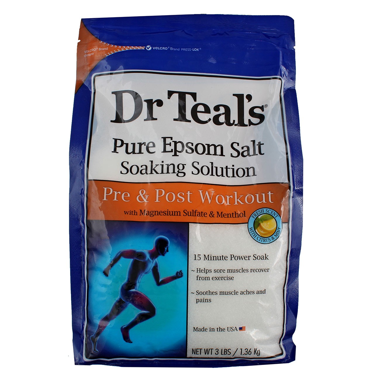 Dr Teal's Pure Epsom Salt Soaking Solution, Citrus and Mint, 3 lbs