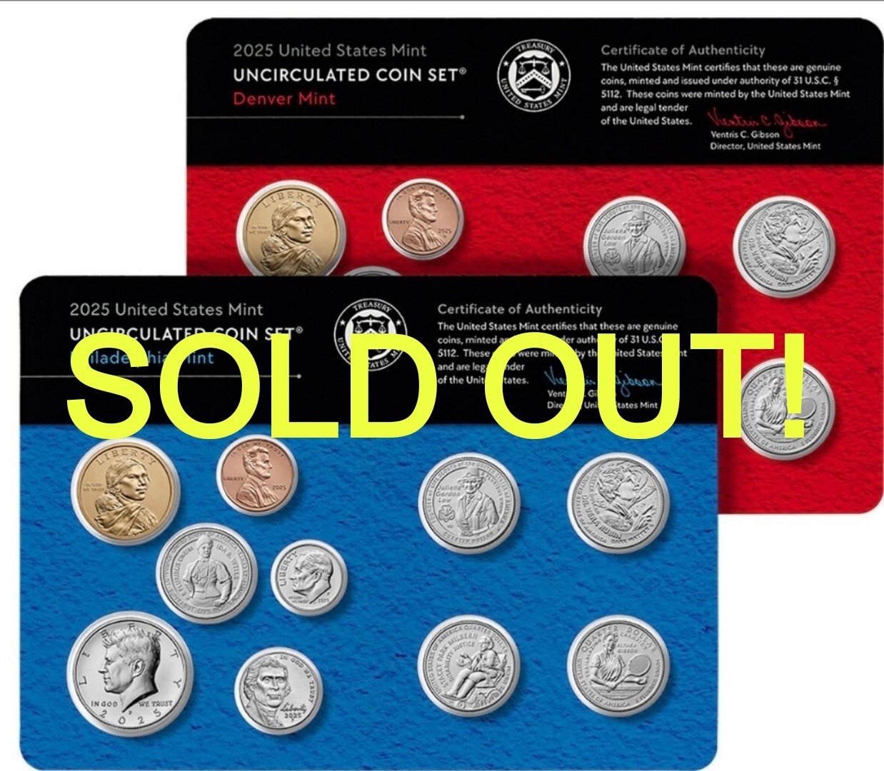 2025 Uncirculated US Mint Set Coin Set Philadelphia & Denver - Sealed In Box %
