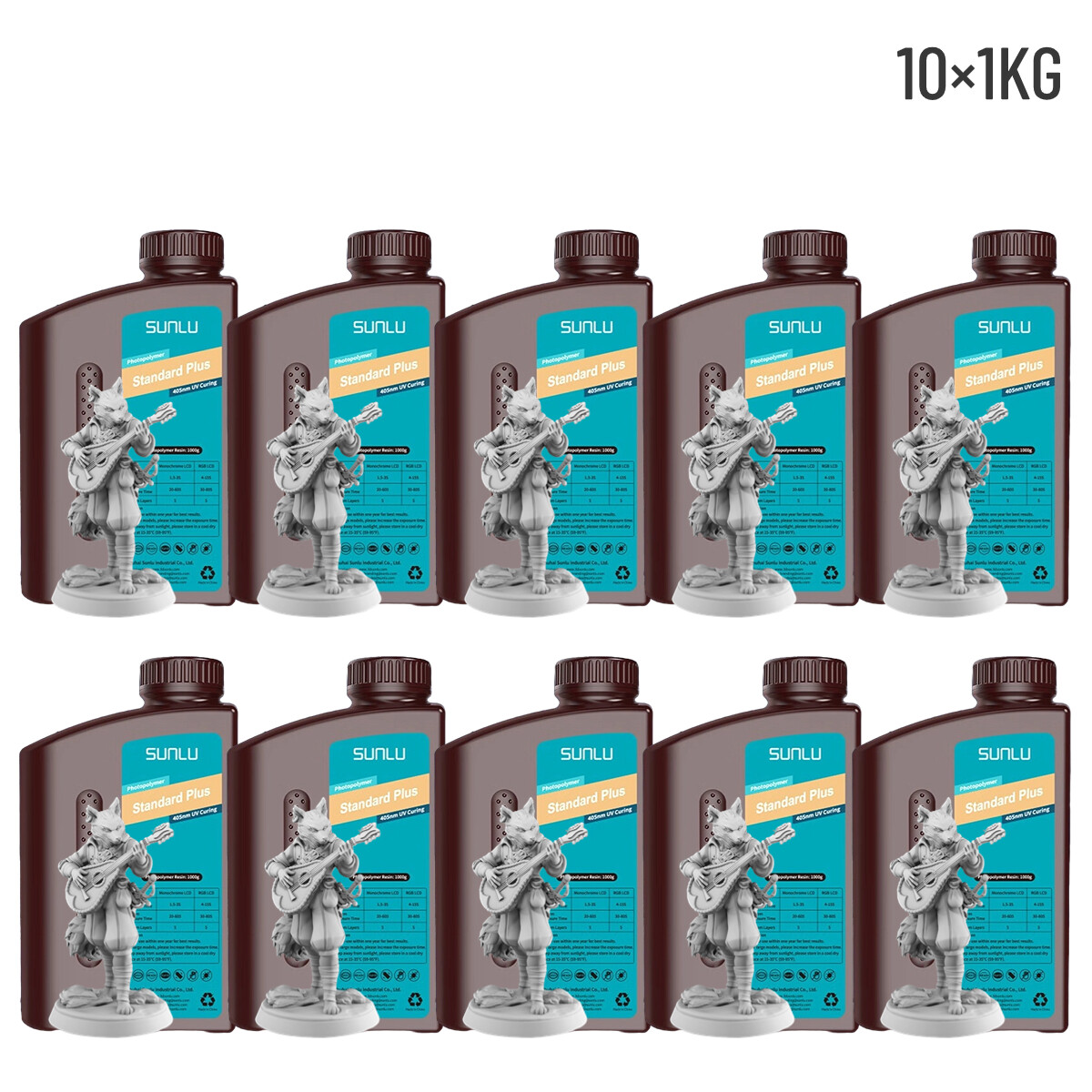 10×1KG SUNLU Standard/Standard-Plus/Wash ABS/Toughness/ABS-Like/PA-Like Resin