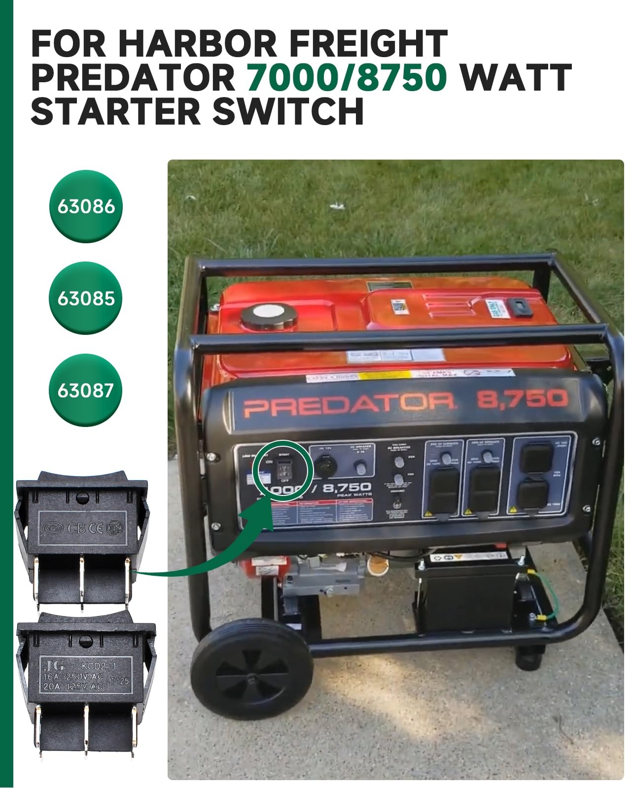 On Off Start Switch replacement fits Harbor Freight Predator 2 Pack