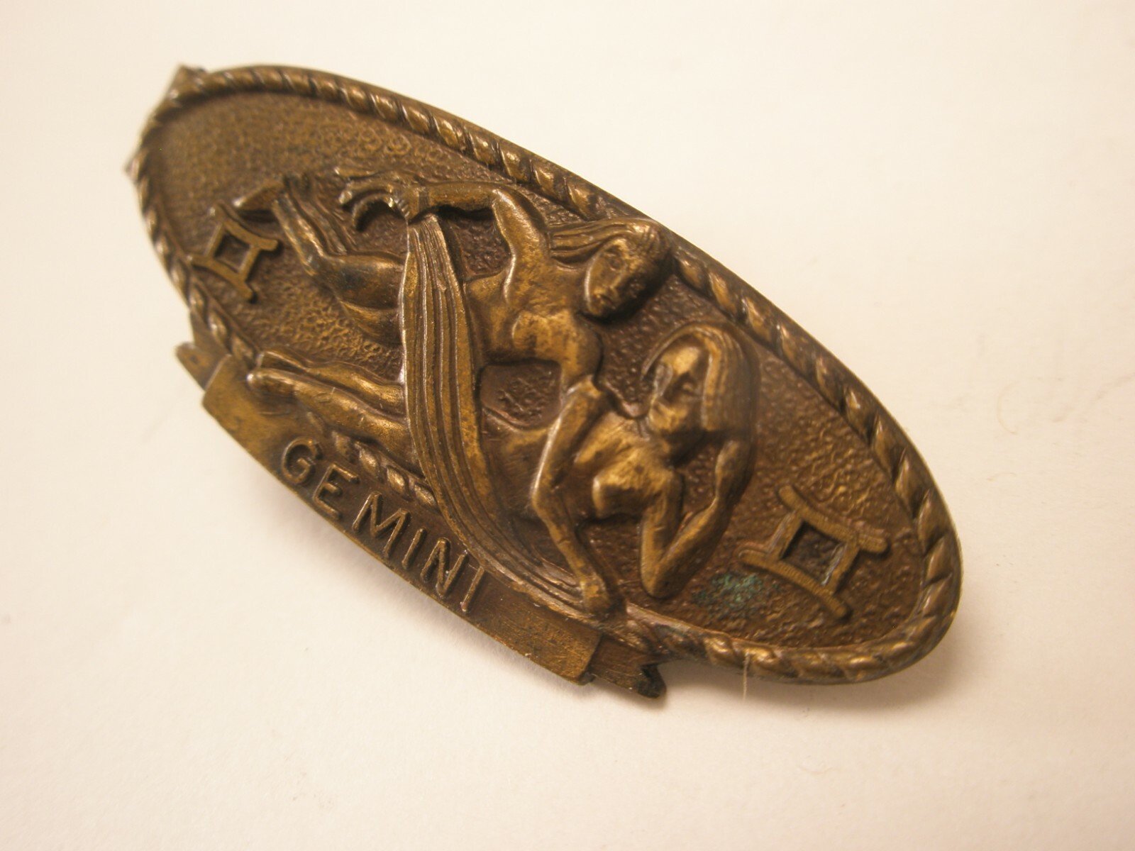 Gemini Zodiac Birth Sign Vintage SMALL Tie Bar Clip horoscope twins