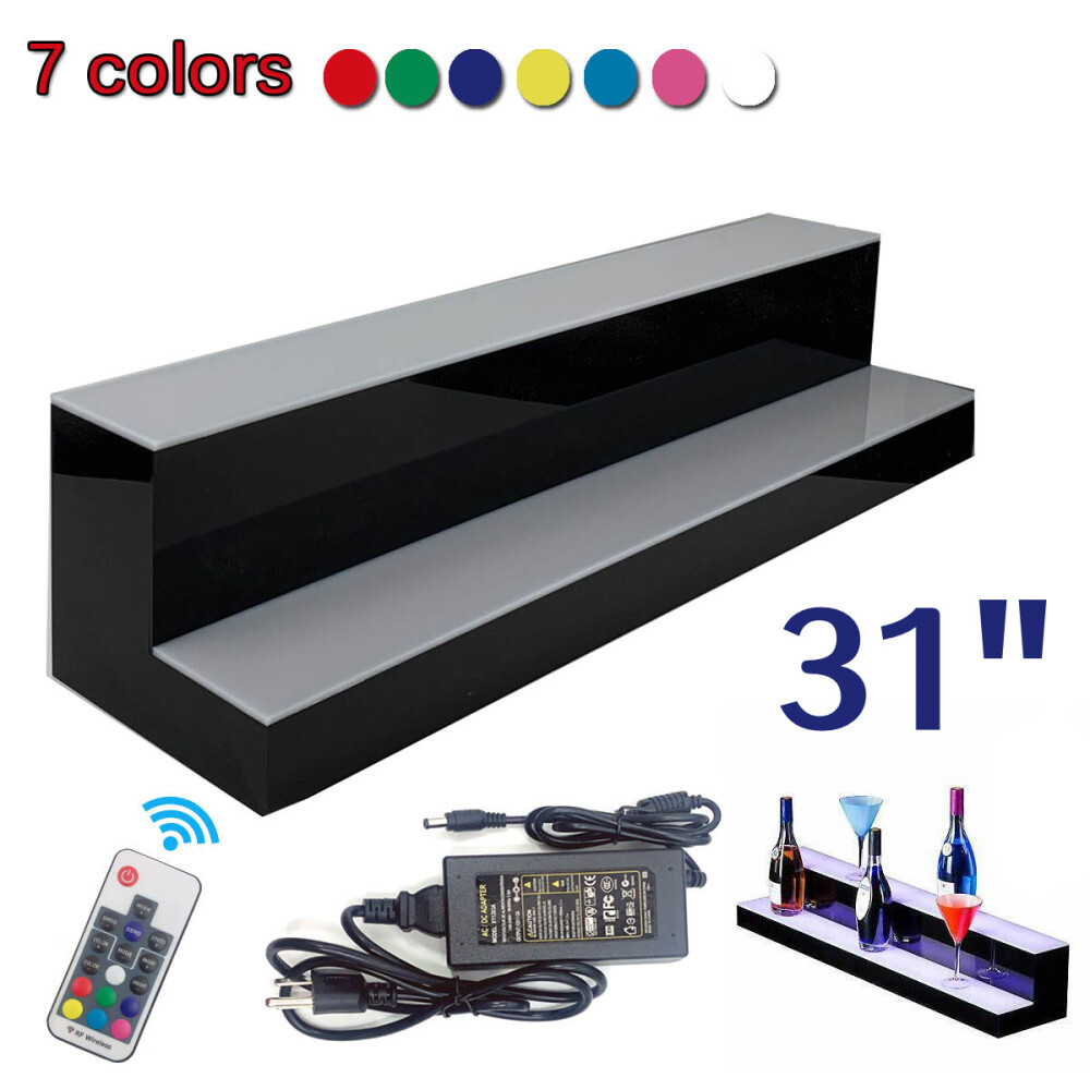 31"/39" 2/3/4 Step LED Lighted Liquor Bottle Display Shelf Bar Back Stand US