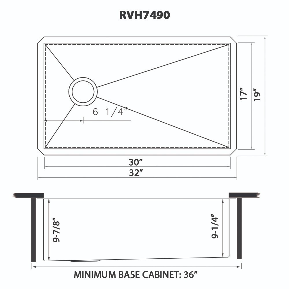 Ruvati 32-inch Slope Bottom Offset Drain Reversible 16Gauge Kitchen Sink-RVH7490