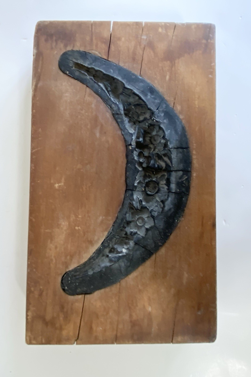 Antique Plaster Cast Pattern Wood Mold Block Architectural Salvage Flowers