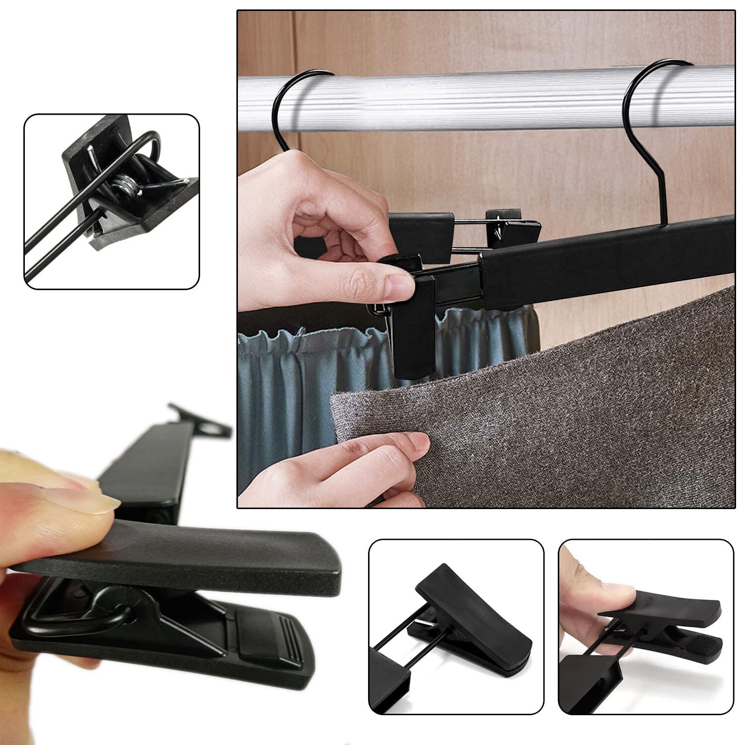 10-80 Pack Adjustable Clip Clothes Pants Hanger Trousers Skirt Dress Slack Rack