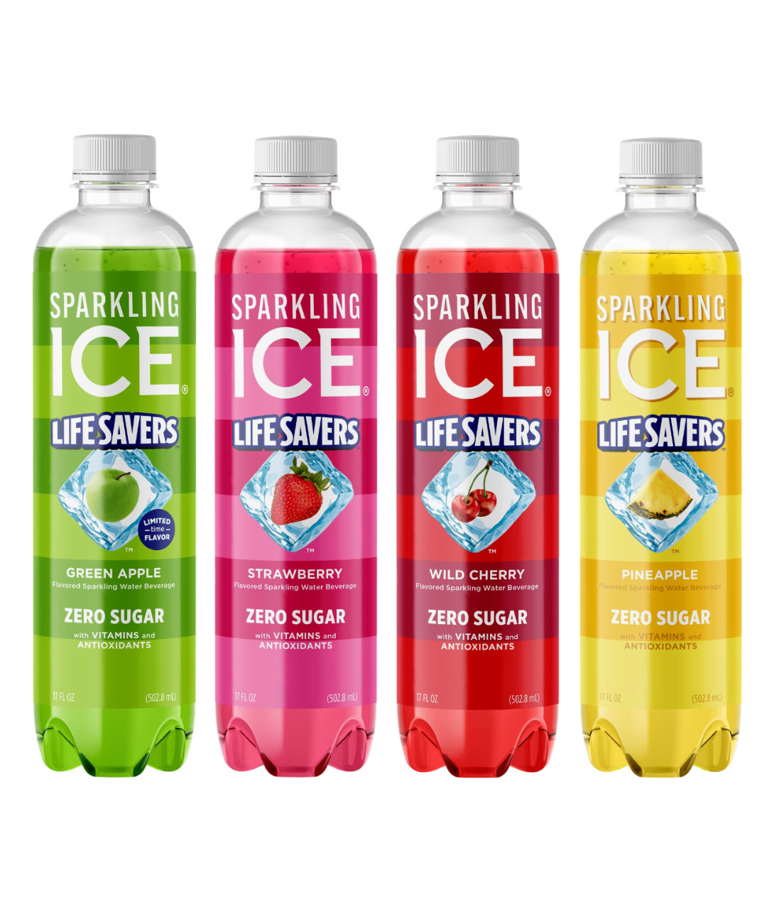 1 of Each - Sparkling Ice Life Savers Apple Strawberry Cherry Pineapple 17oz