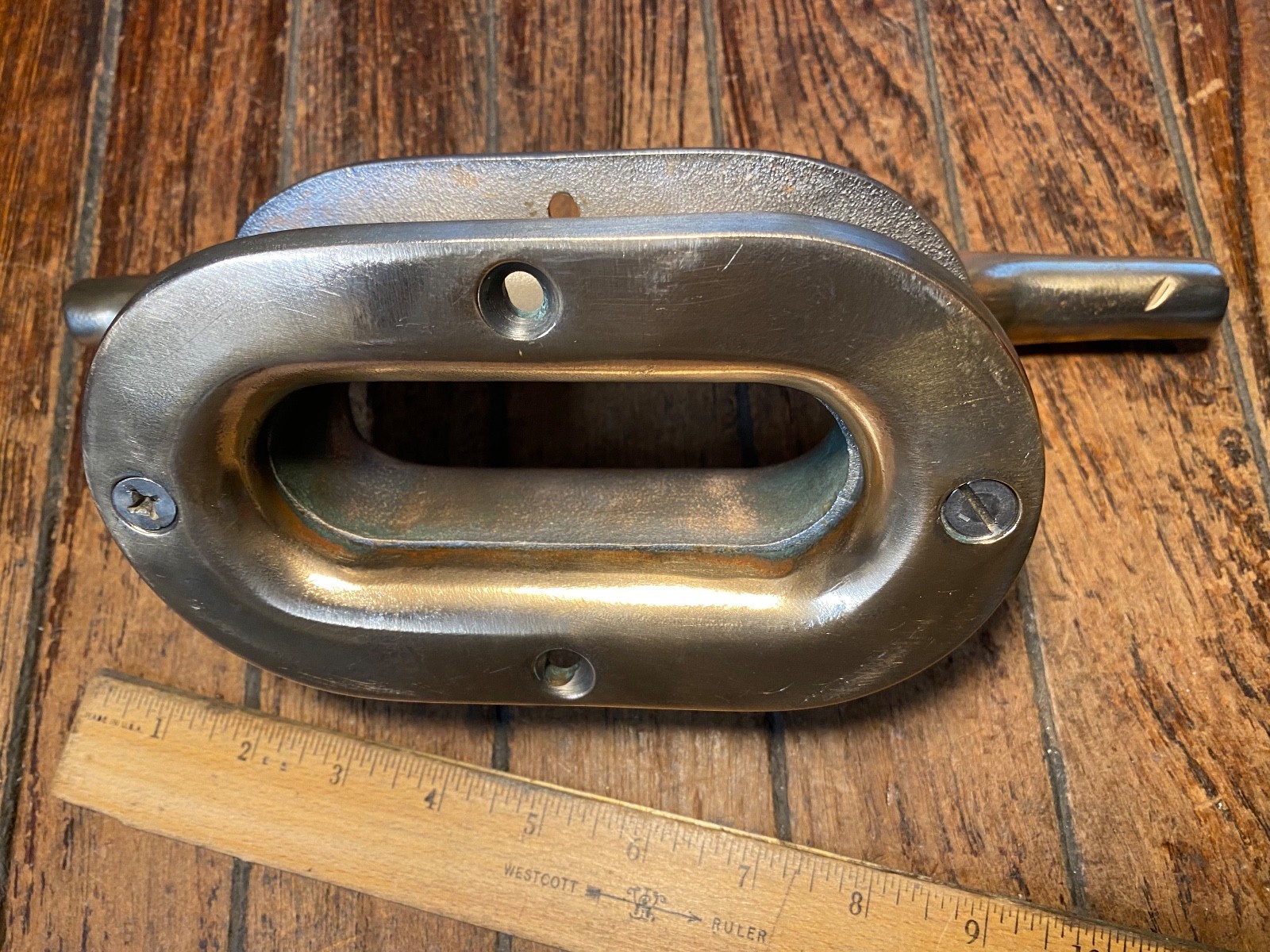 VINTAGE CAST POLISHED BRONZE COMBINATION CLEAT/HAWSE HOLE 12" LONG (2 avail)