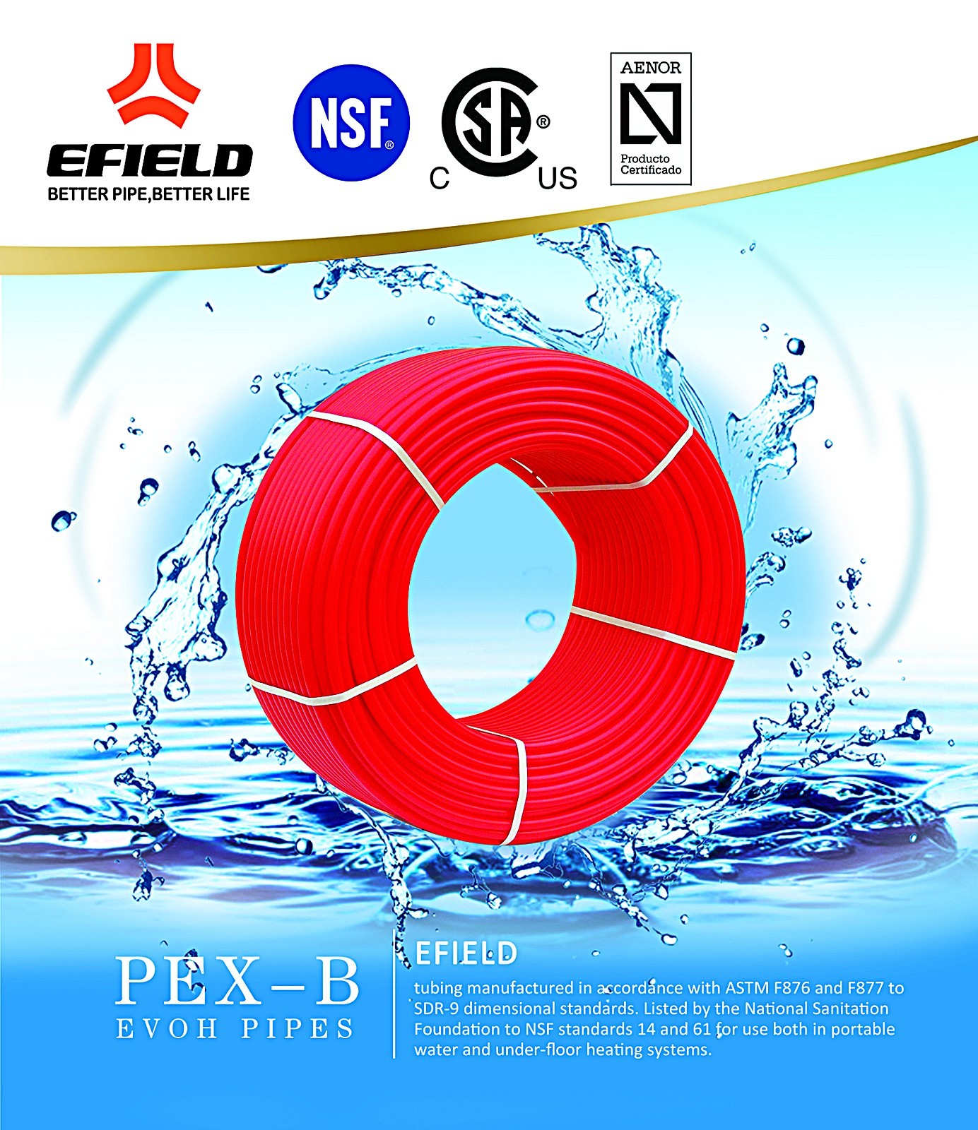 1" x 100ft Red Pex Tubing/Pipe(NSF) Pex-B 1-inch 100 ft Potable Water NonBarrier