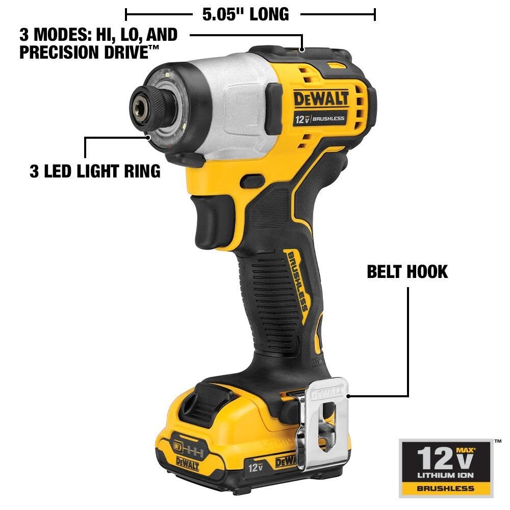 DEWALT 12V MAX XR Brushless Impact Drill Kit