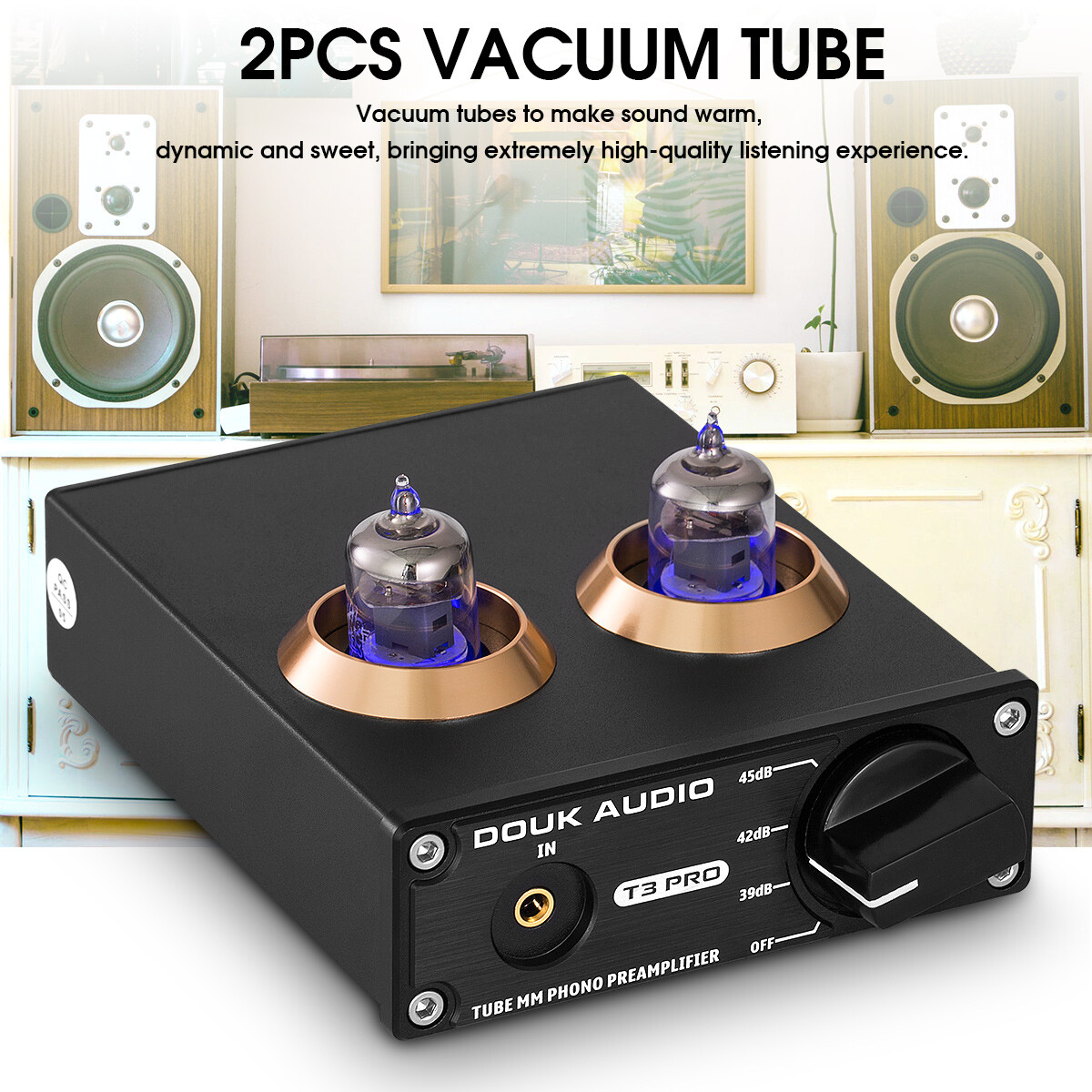 Mini Vacuum Tube Preamp Phono Stage Mini Stereo Preamplifier for Home Turntables
