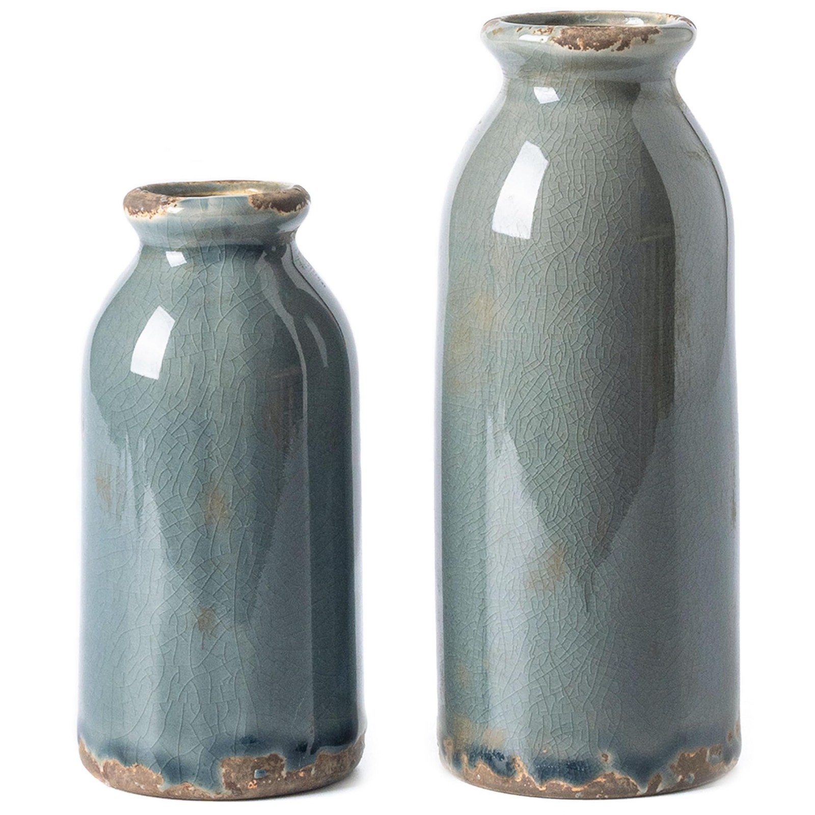 VICTOR & TERESA Blue and Grey Ceramic Vases Home Decor, Farmhouse Vases for F