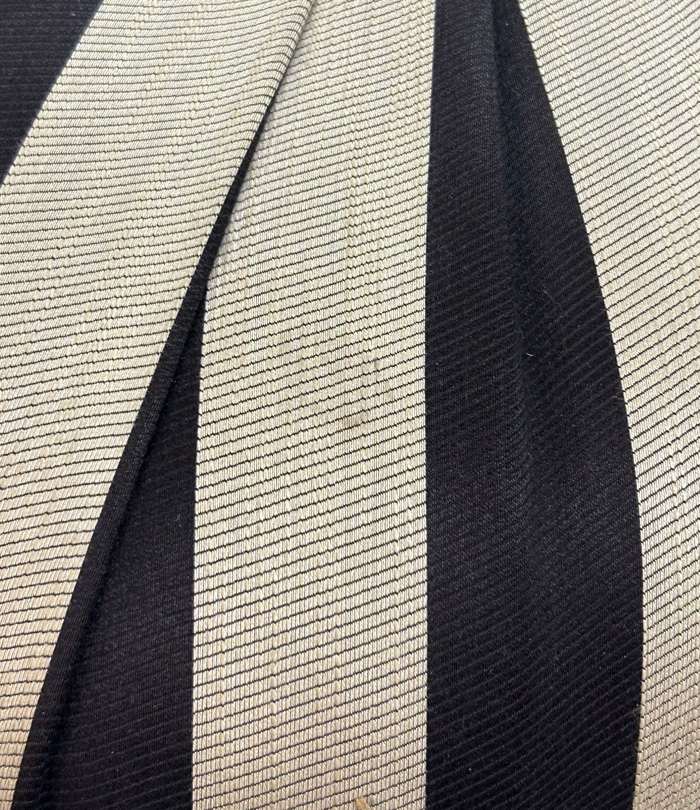 Mackenzie-Childs On Wall Street Ottoman Black & Beige w/Hand Painted Legs - NICE