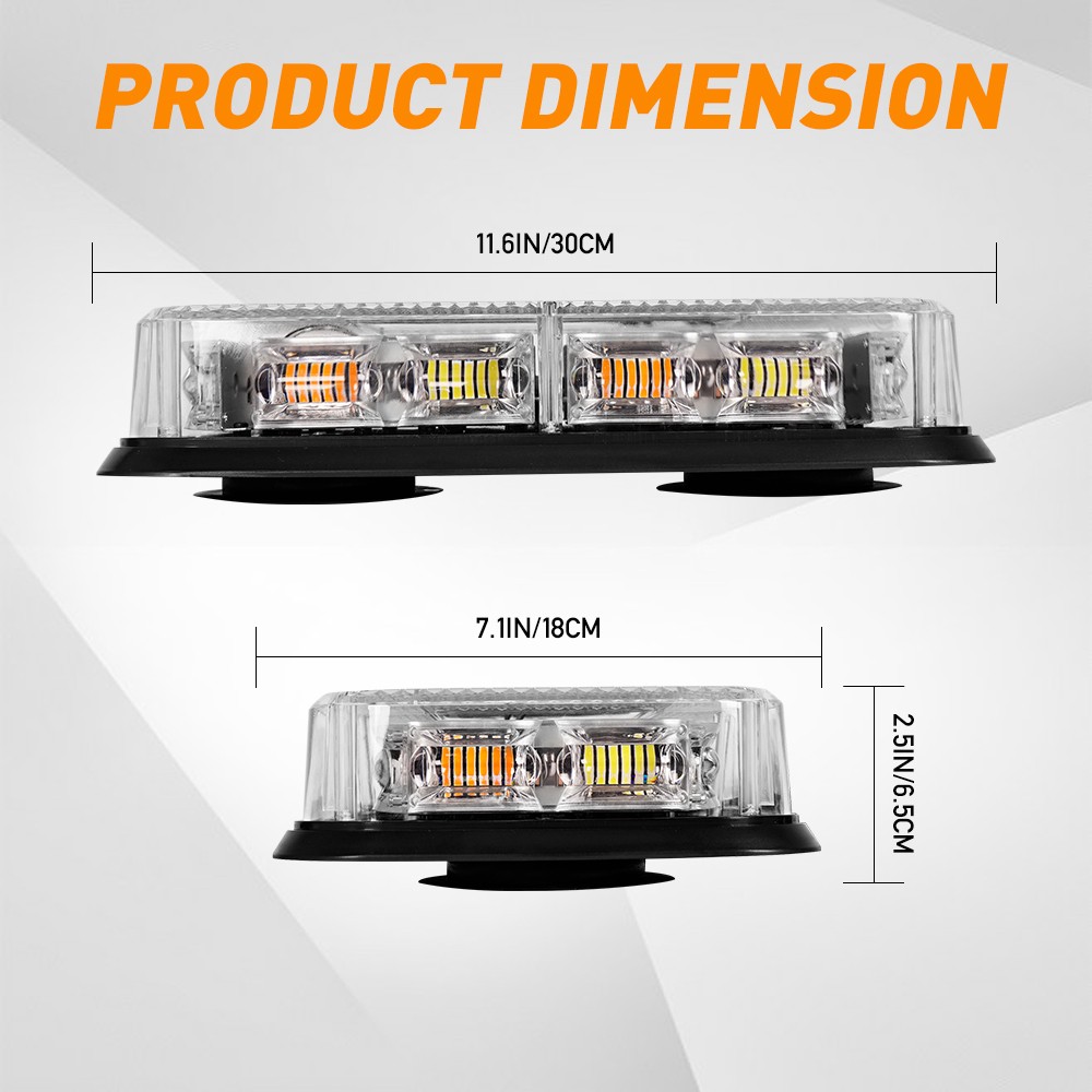 72 LED Rooftop Strobe Beacon Light Truck Safety Emergency Warning Hazard lamp