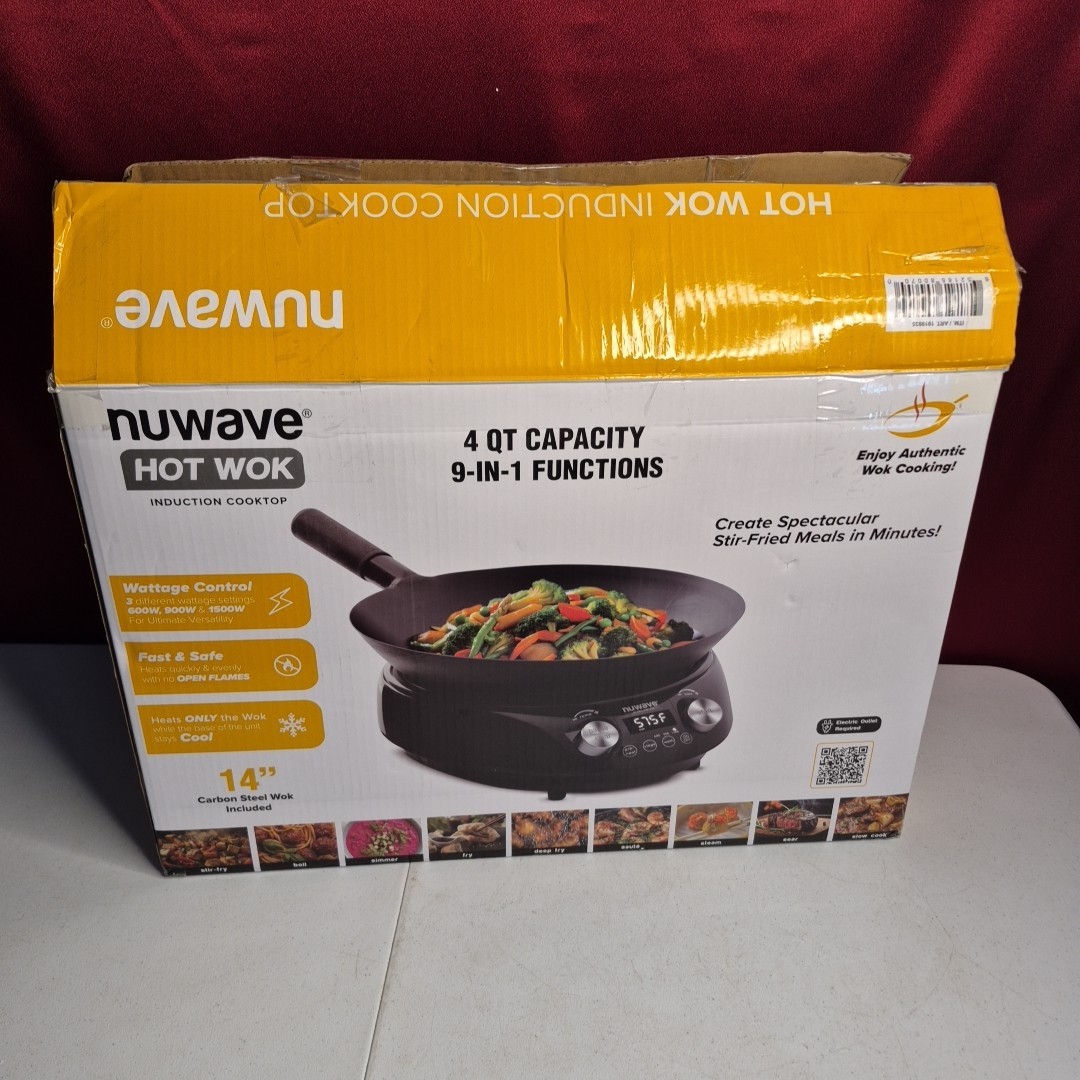Nuwave Hot Wok Induction Cooktop with 14" Carbon Steel Wok