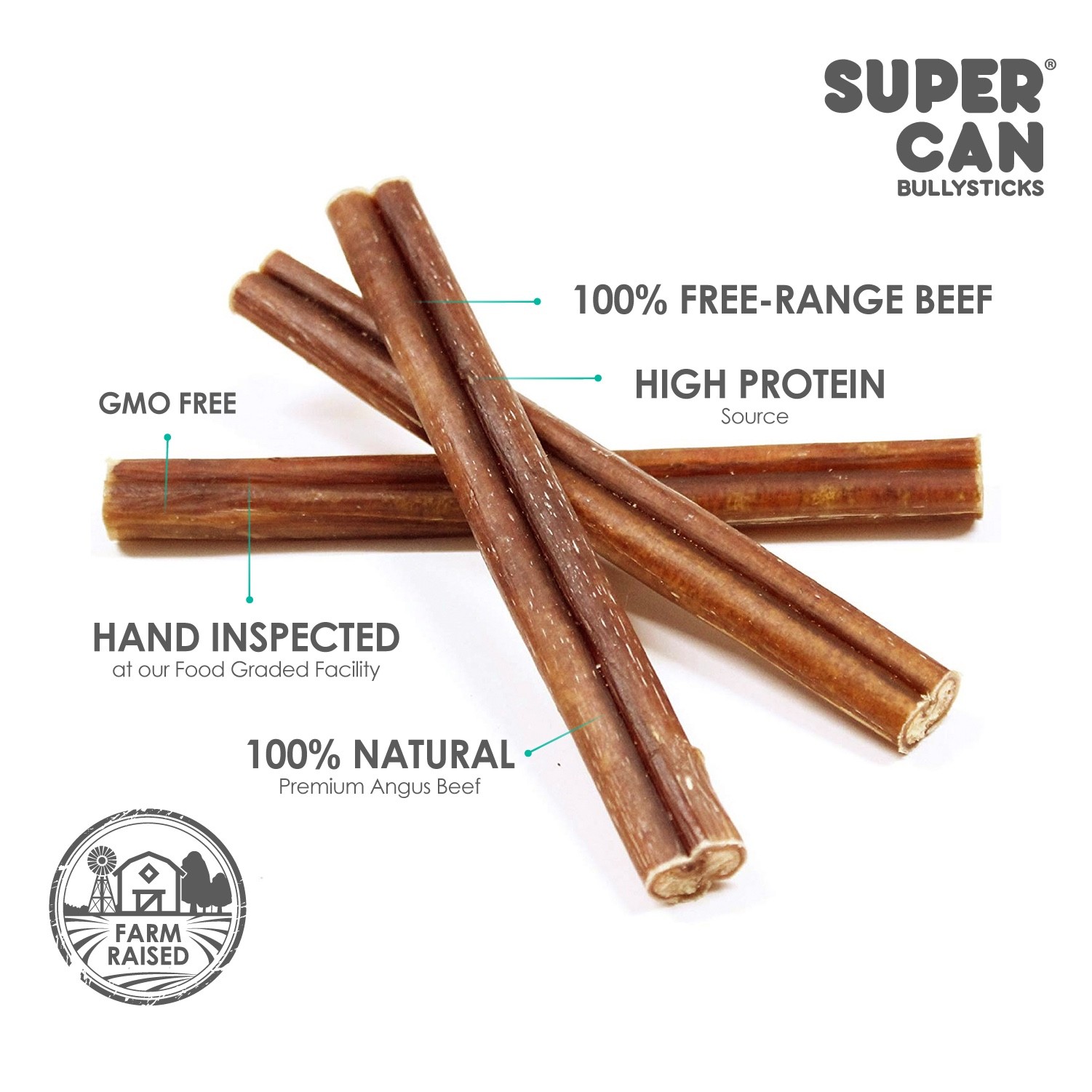 Long Lasting Bully Sticks for Dogs 6" Standard 10 pcs Bag