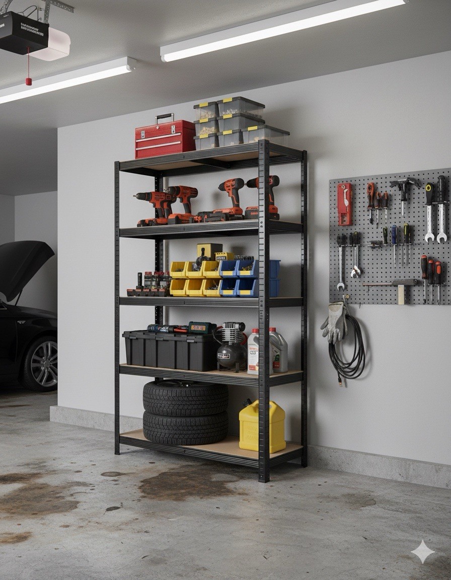 5 Tier Steel Racking Unit Heavy Duty Garage Warehouse Shelves