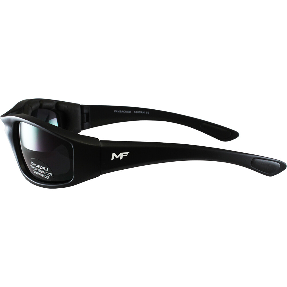 MOTOFRAMES PAYBACK PADDED MOTORCYCLE SUNGLASSES SUPER DARK SMOKE LENS