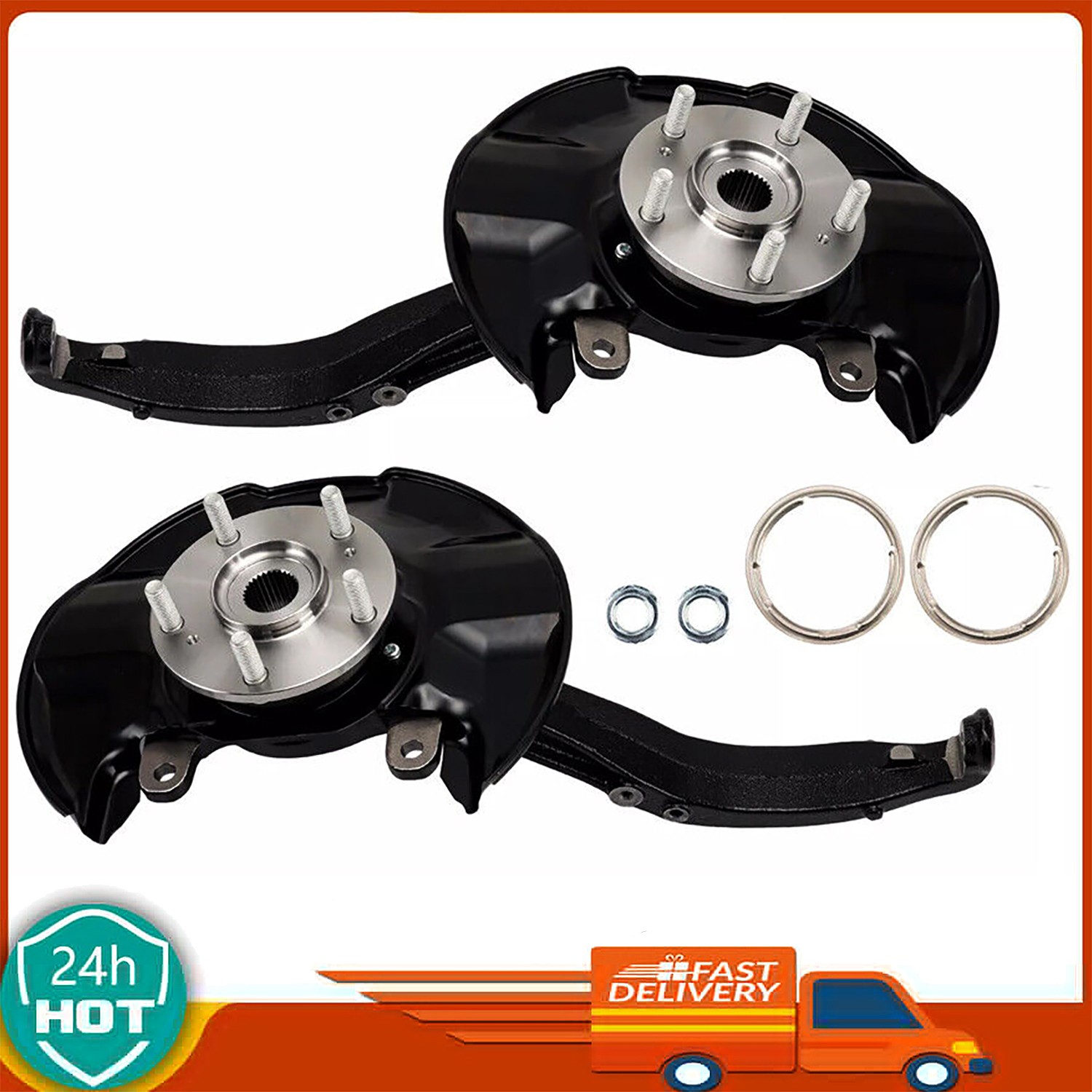 Pair For 2008-12 Honda Accord 2.4L 3.5L Front Wheel Bearing Hub Knuckle Assembly