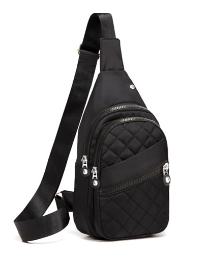 Crossbody Small Sling Backpack Sling Bag for Women, Chest Bag Dark Black