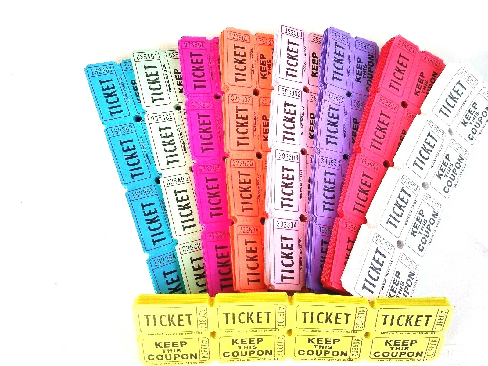 Raffle Tickets 100 Flat Double Stub 50/50 Keep This Coupon Carnival Festival