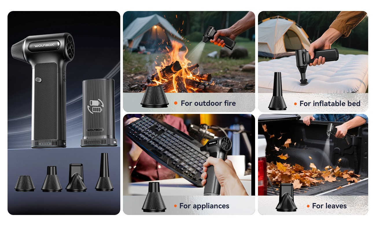 WOLFBOX Handheld DF200 Electric Air Duster w/ Removable Battery Mini Blower NEW