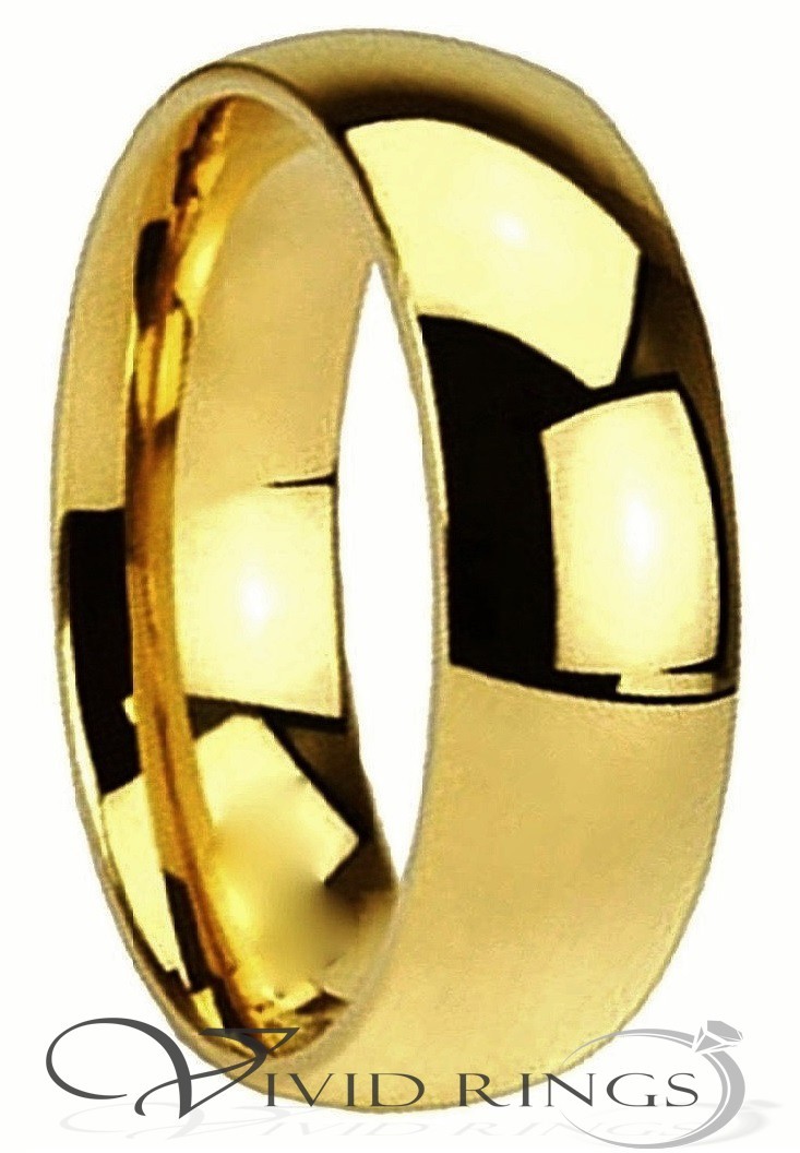 Gold Plated Stainless Steel Ring Plain Wedding Band Size 4 to 14.5