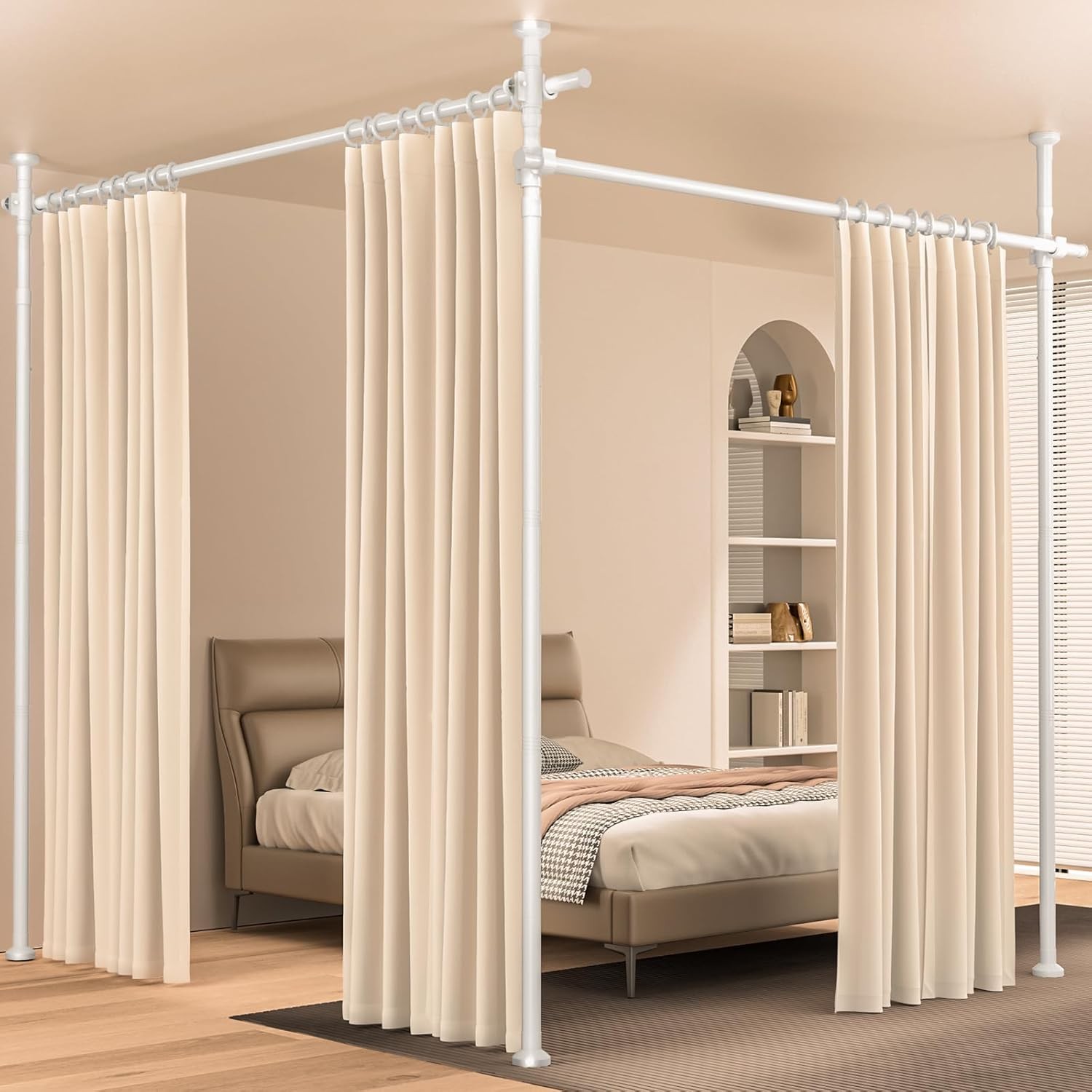 Room Divider No Drilling Curtain Rod Wall Divider Room Separation Durable Home