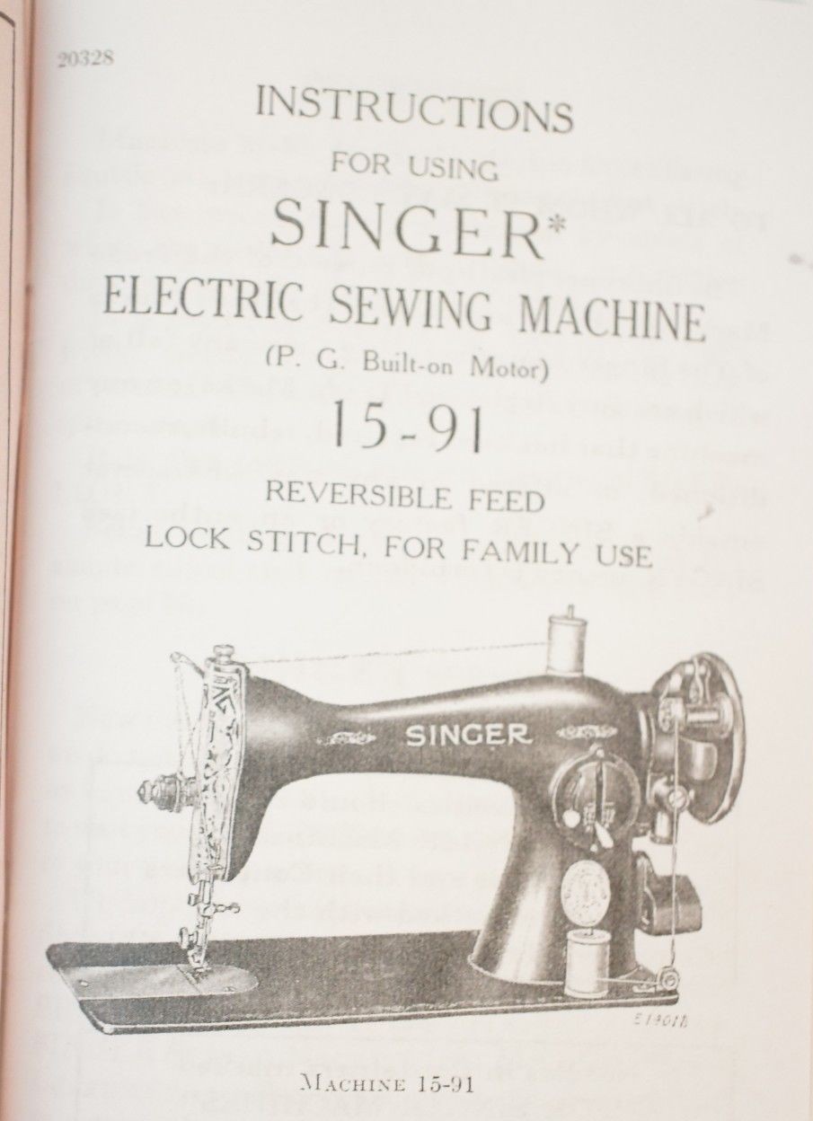Singer 15-91 Console Desk Sewing Machine Owner's Manual Instruction Booklet