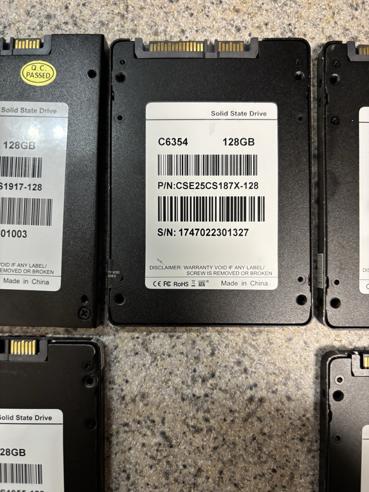 Lot 5 128gb ssd Drives. Cleaned And Tested Good