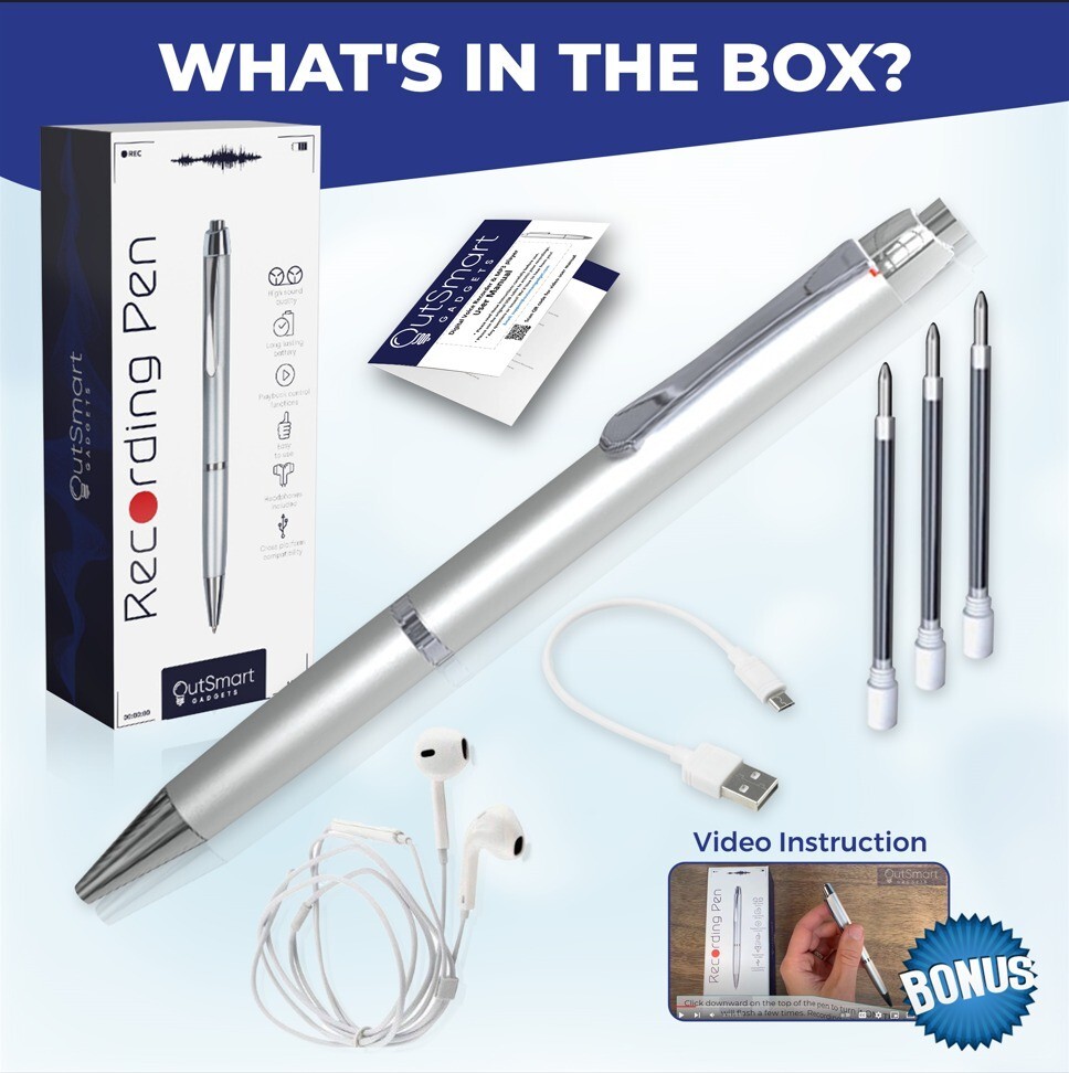 Digital Pen Voice Recorder, Audio Recordings 1 Click Operation 400 Record Hours