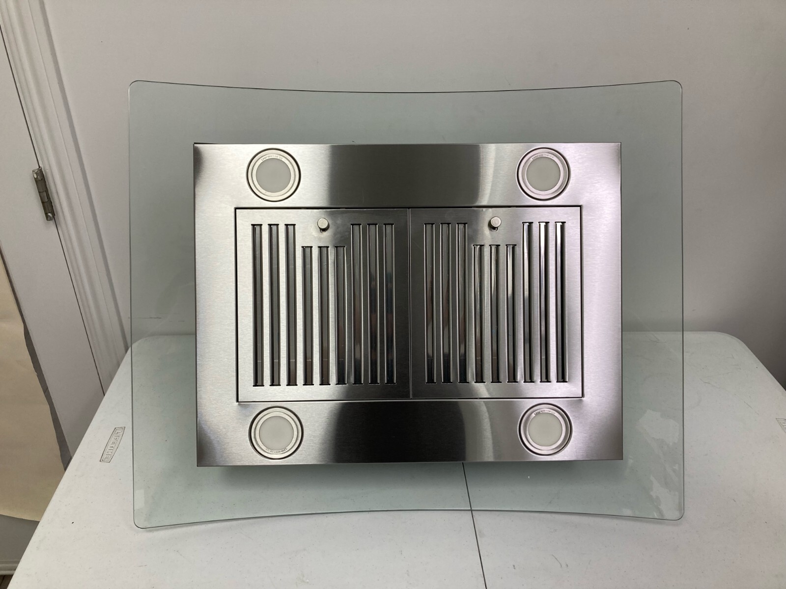 30 IN. ISLAND MOUNT RANGE HOOD (NO CHIMNEY OPEN BOX) STAINLESS STEEL GLASS VISOR