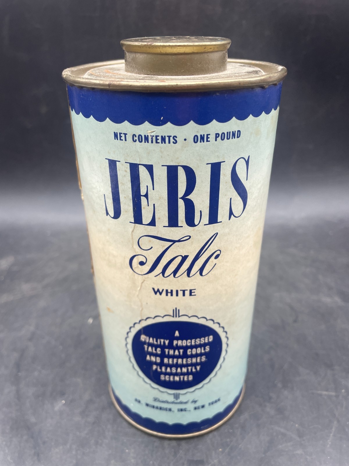 Vintage Jeris White Talc Barber Shop Decor One Pound