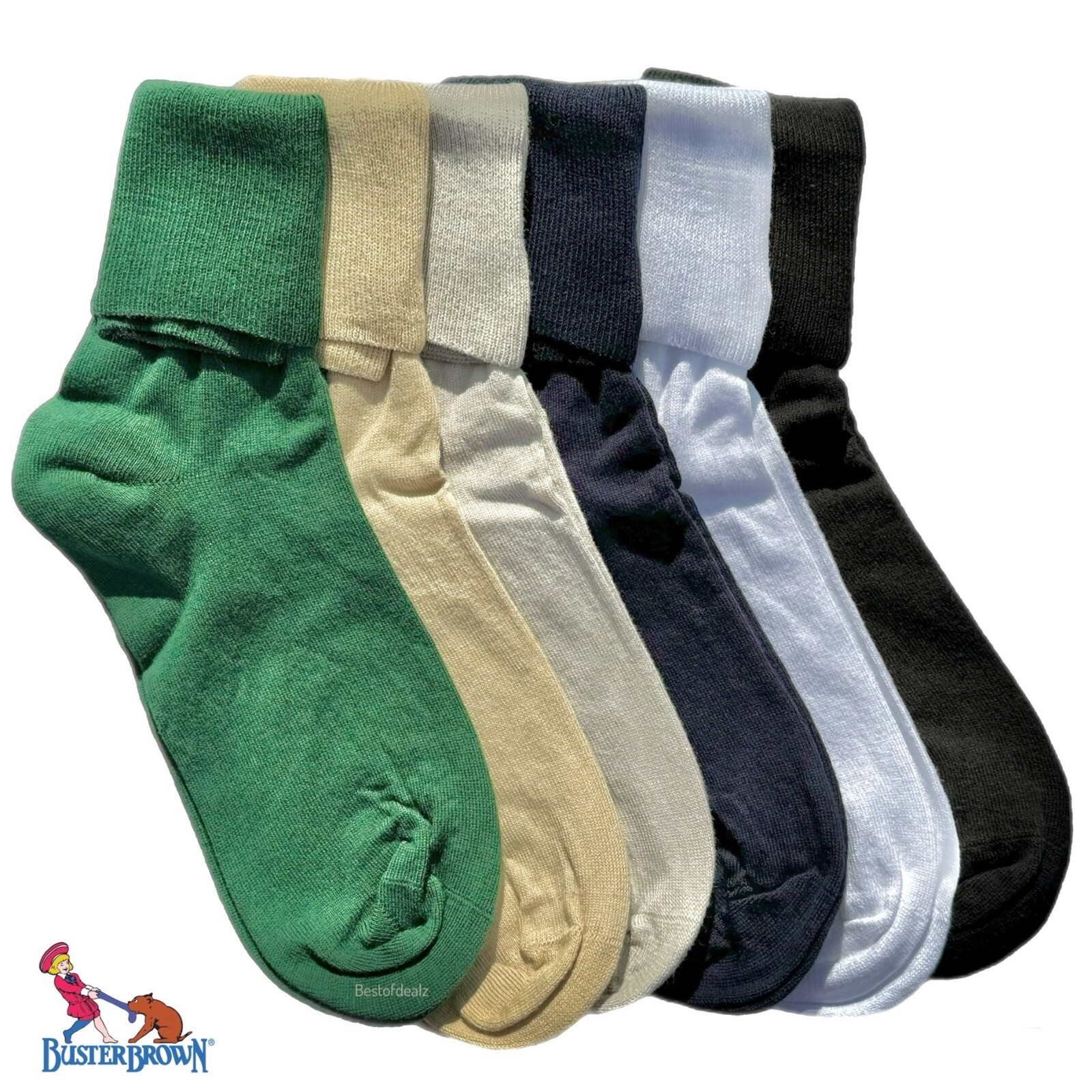 BUSTER BROWN Womens Cotton Socks Bobby Socks 100% Cotton Ankle Socks for Women